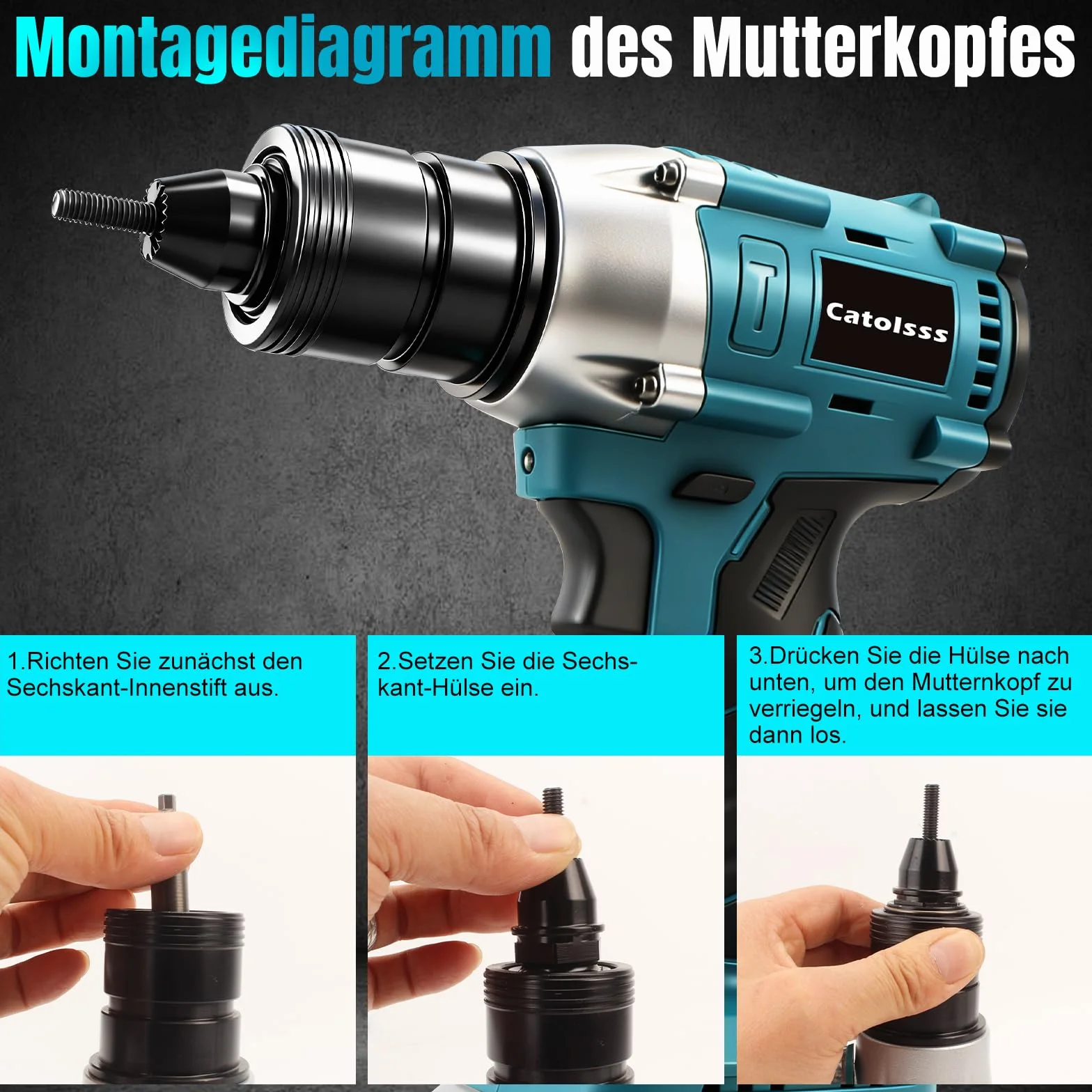 Akumulatorowe szczypce do nitowania kompatybilne z Makita 18 V, bezszczotkowe elektryczne narzędzie do nitowania z trzema trybami, do nitów M4/5/6, placów budowy, napraw samochodów i majsterkowiczów