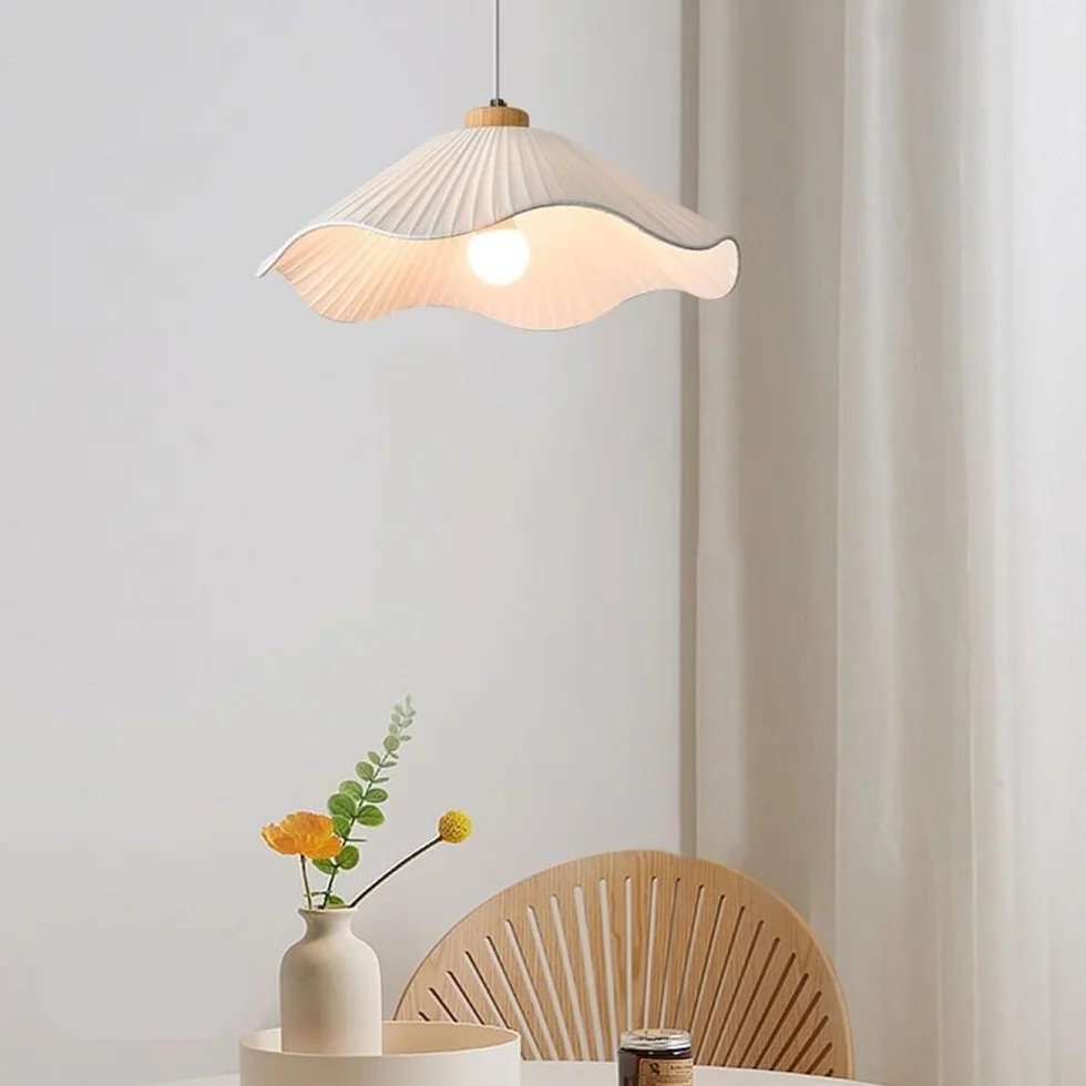 Nordic nowoczesny kwiat lampa wisząca z plisowaną tkaniną klosz wiejski sufitowa lampa wisząca francuski wiejski żyrandol do jadalni wyspa kuchenna