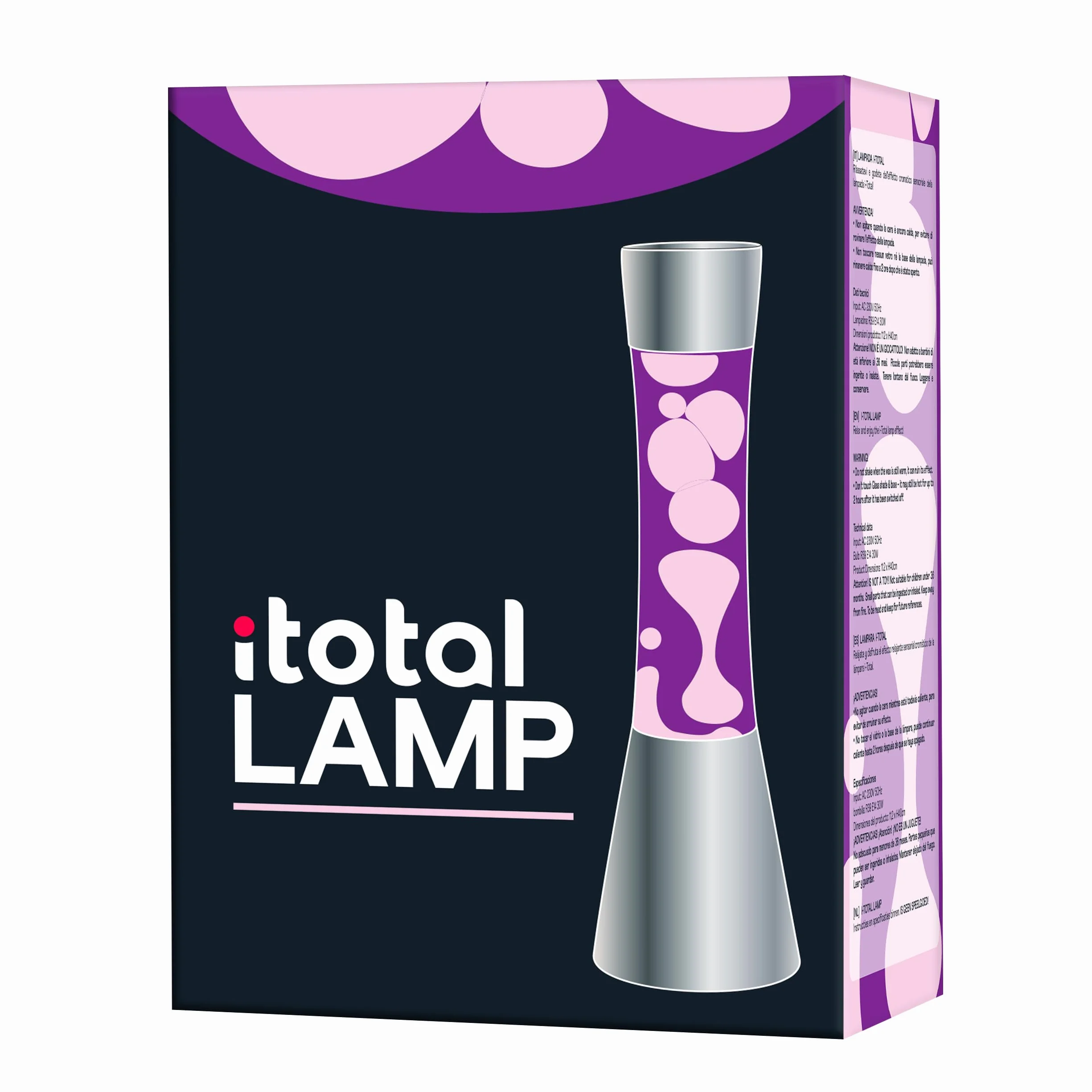 Kolorowa lampa lawowa fioletowy biały