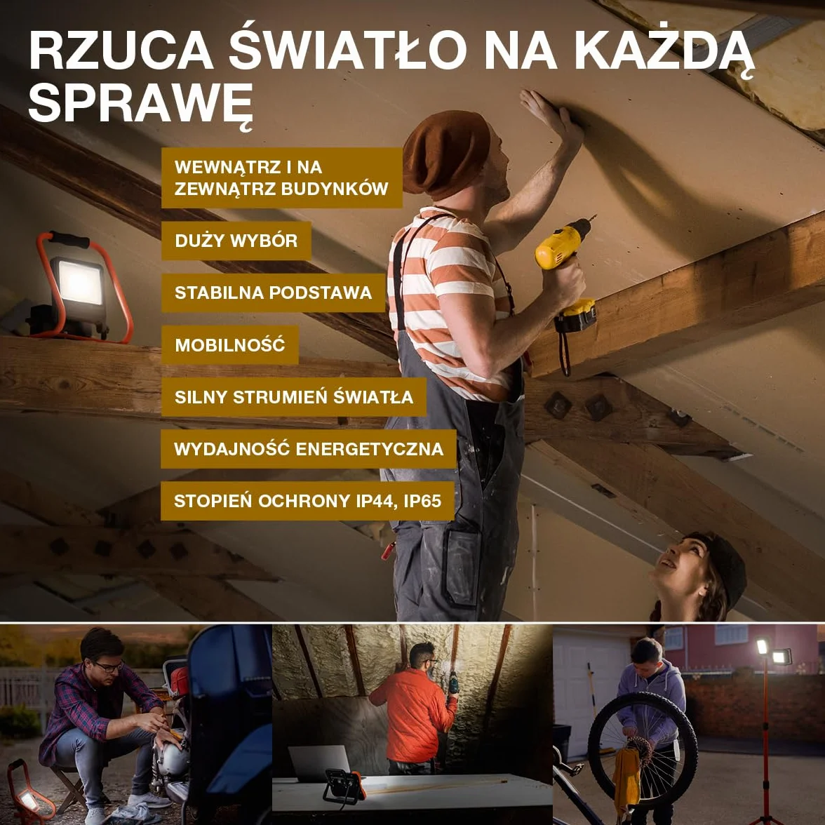 Ledvance Światło Robocze Led, Pomarańczowy/Szary, 2 x 50W