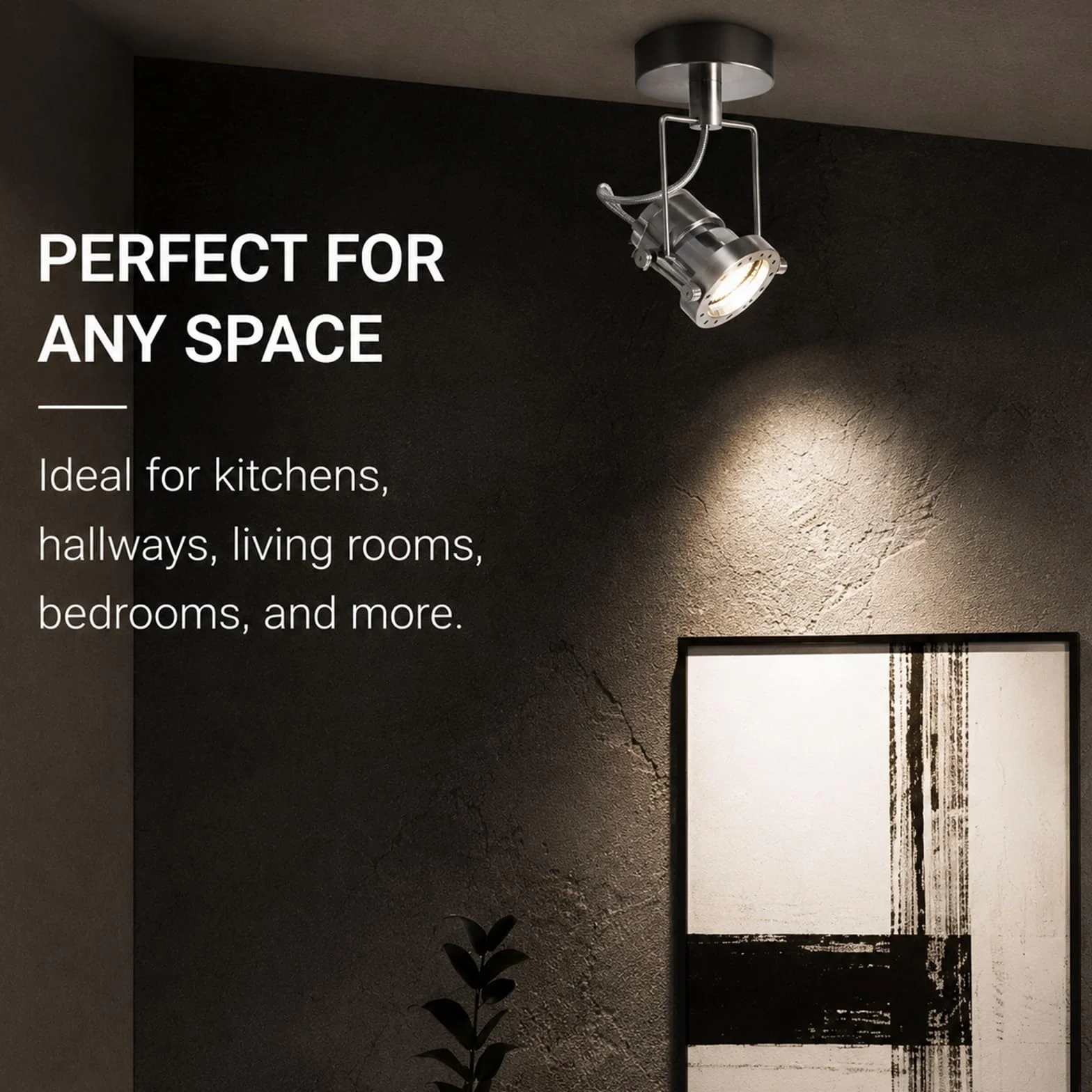 Jadssox Regulowany reflektor sufitowy LED Lampa punktowa, wykończenie szczotkowanego niklu, Reflektory kierunkowe 7 W 3000 K Oświetlenie akcentujące do dekoracji ściennych, salonu, sypialni