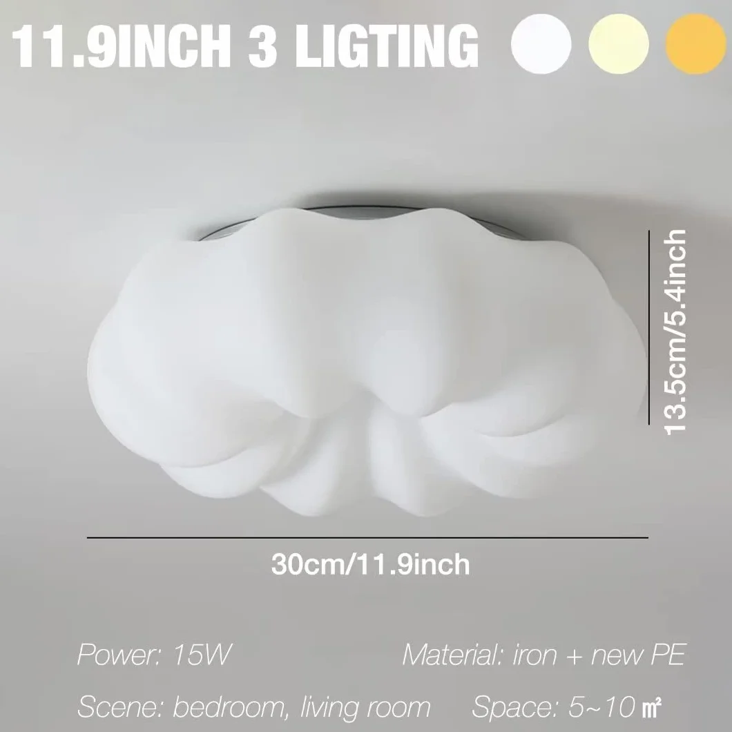 Żyrandol w chmurze LED chmura lampa sufitowa lampa sufitowa do pokoju dziecięcego, do sypialni, salonu, 15 W, 3 oświetlenie, 11,9''