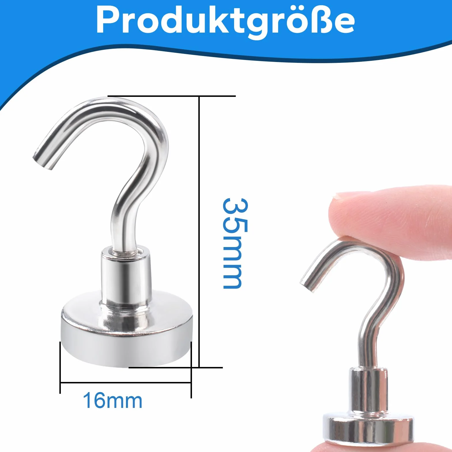 20 Sztuk Haczyki magnetyczne 10 kg silne magnesy z haczykami magnetyczne haczyki neodymowe do zawieszenia akcesoria kuchenne kemping 16 mm kolor srebrny