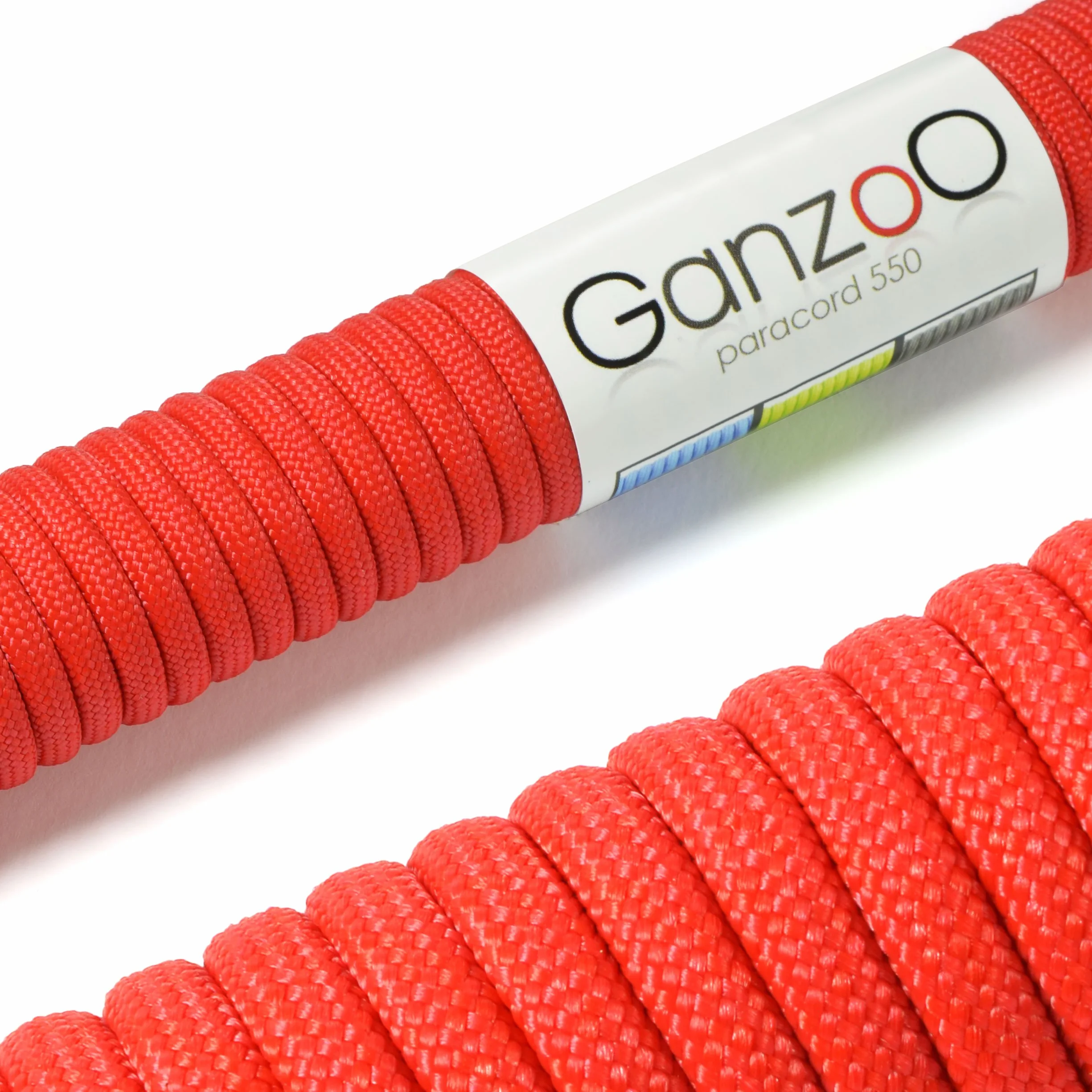 Ganzoo Paracord 550 typ 3 4 mm, linka survivalowa czerwona 15 m, nylonowy oplot odporny na rozdarcie, 7 rdzeni, do biwakowania, wiązania ekwipunku, rękodzieła i smyczy