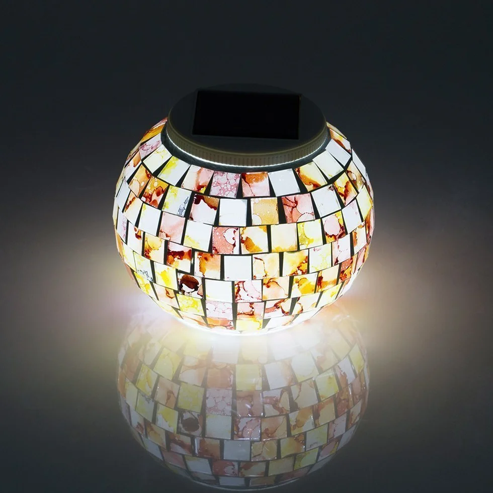 Lampy solarne LED, zasilana energią słoneczną, mozaika, lampka nocna zmieniająca kolor, magiczna kula słoneczna, wodoodporna, szkło kryształowe, urocza lampka nocna do ogrodu