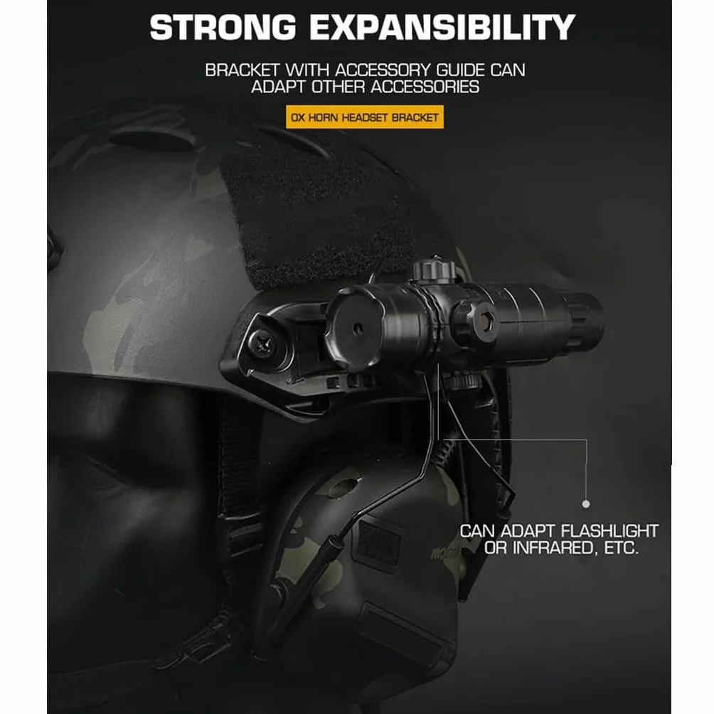 2PCS ARC Rail Suspension Headset Bracket Ear Muff Adapter For Tactical Helmets – Tool-Free Mount On FAST Helmet