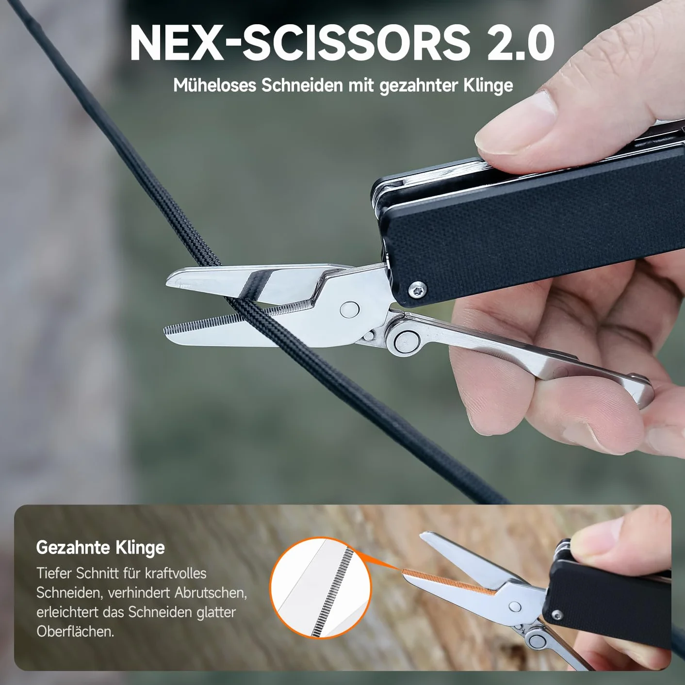 NexTool Knight K30 scyzoryk kieszonkowy z blokadą fali uderzeniowej, narzędzie wielofunkcyjne 11 w 1 z ostrzem stalowym 2,76" 14C28N, nożyczki radełkowane do EDC, do użytku na zewnątrz i dla
