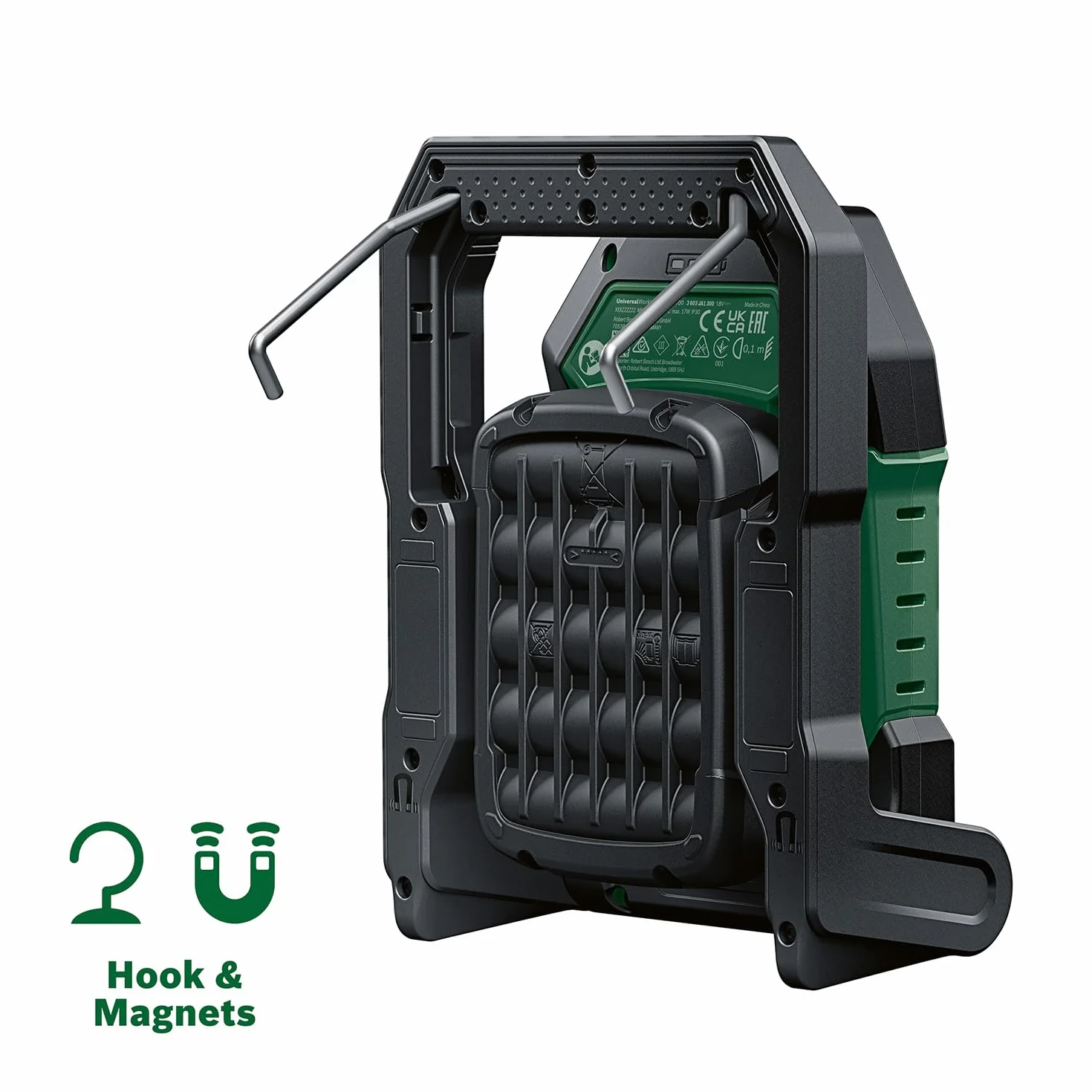 Bosch akumulatorowa lampa robocza LED/lampa budowlana/przenośny naświetlacz UniversalWorkLight 18V-2100 (maks 2100 lumenów, 3 ustawienia jasności, głowica składana w 10 stopniach, bez akumulatora)