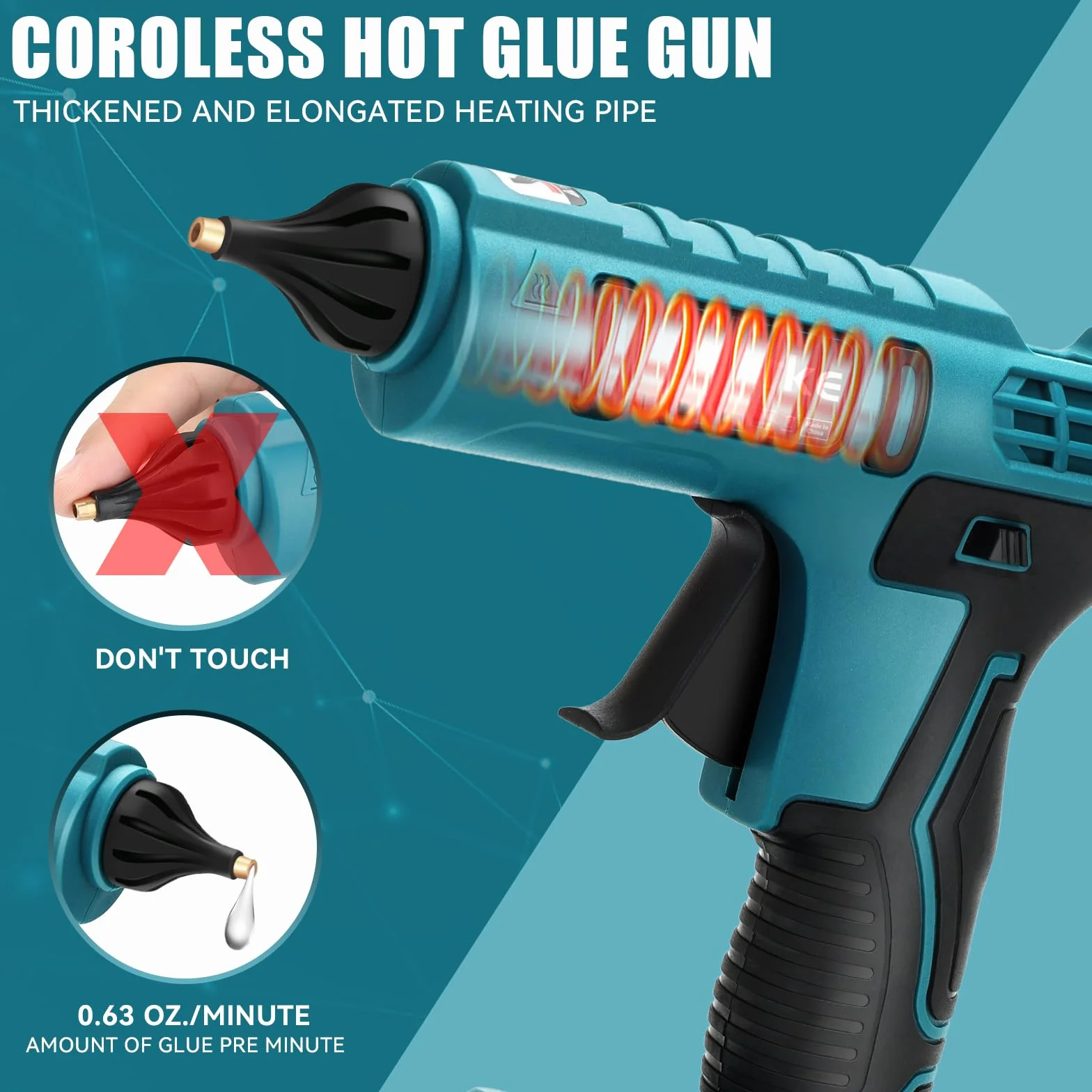 Ecarke Bezprzewodowy pistolet do kleju 18 V bateria litowa Hot Sol 20 szt. patyczków klejowych 11 mm