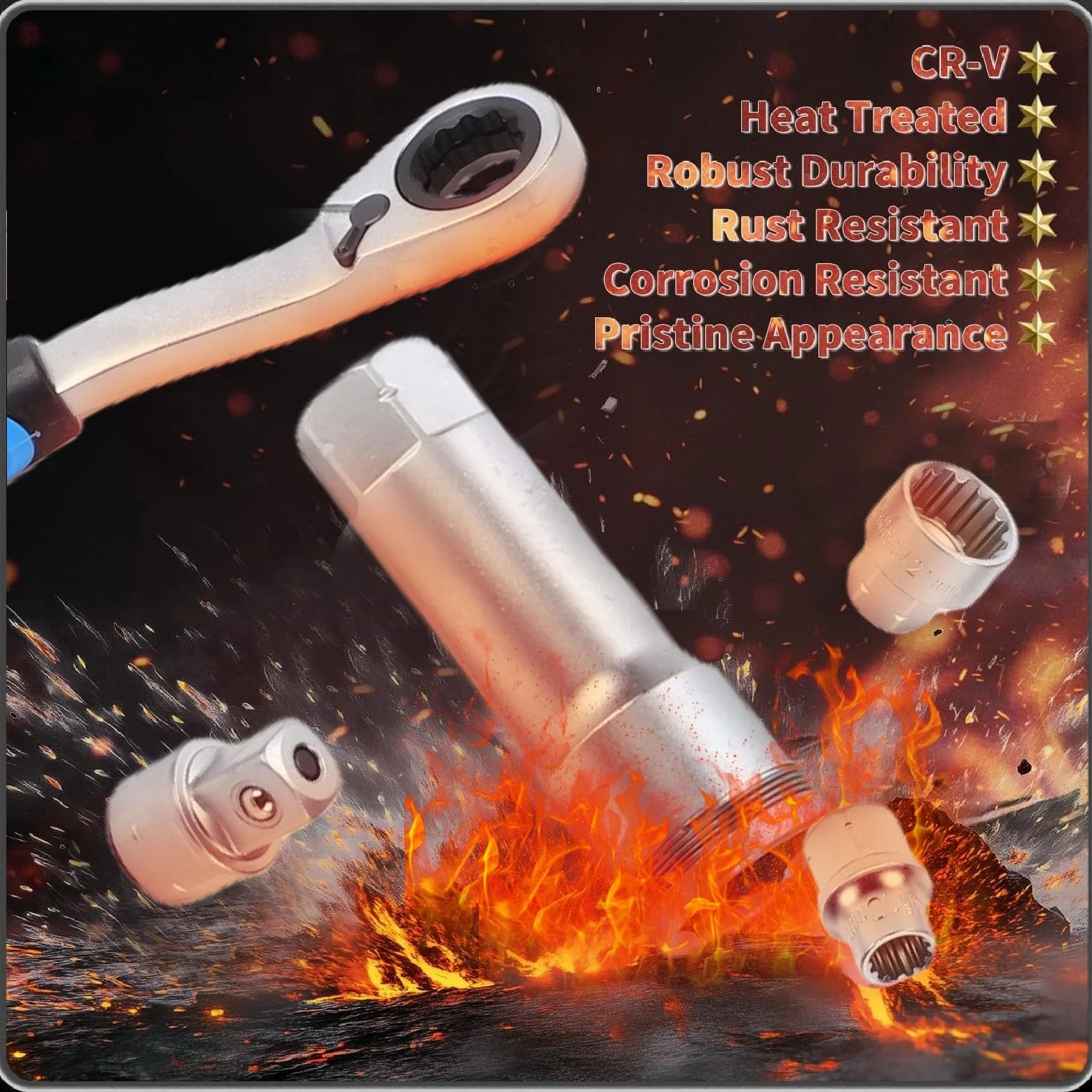 Yosoo Health Gear 17 szt. Zestaw Nasadek Przelotowych Nasadki Metryczne ze Stali Cr V z grzechotką 2 w 1 72 Zęby Napęd 3 8 Cali i 1 2 Cale do Naprawy Samochodów Konserwacja Rowerów Mechanika Domowa