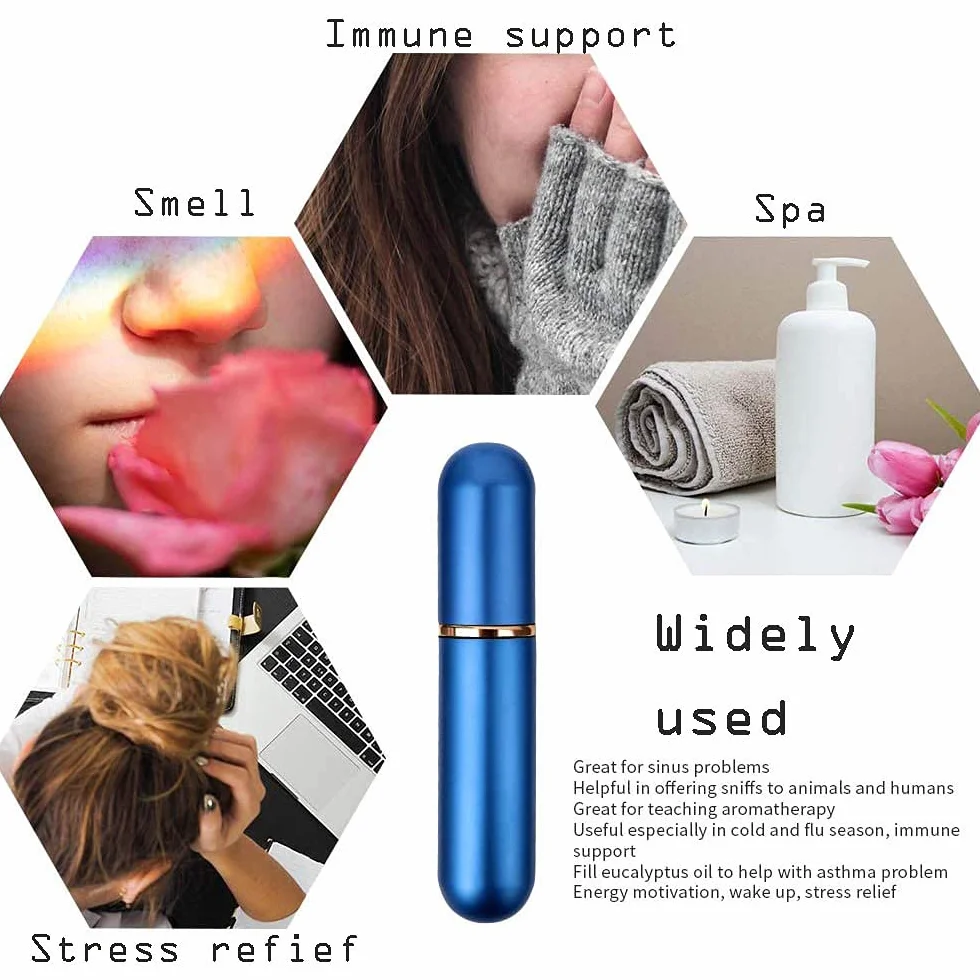 8-pakowy inhalator olejków eterycznych Aluminiowe rurki do aromaterapii do nosa z 8 bawełnianym knotem Puste przenośne rurki do inhalatora Milti-Color do wielokrotnego napełniania do podróży