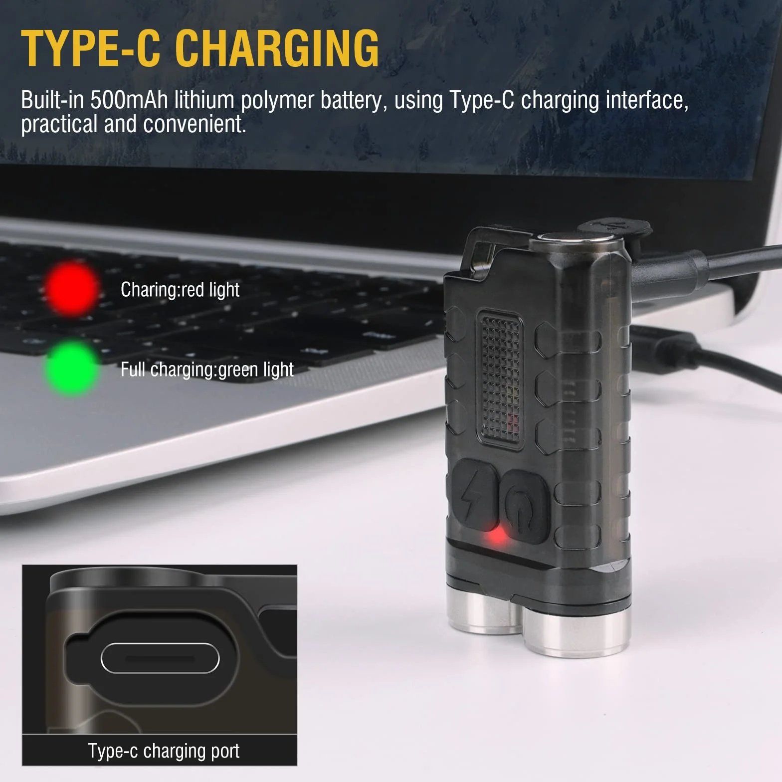 BORUIT V3 Mini potężna latarka LED, super jasna 900 lm, z czerwonym i niebieskim światłem UV, USB-C LED, ładowalna, mała kieszonkowa latarka z brelokiem, wodoodporność IP65, 12 trybów, latarka z