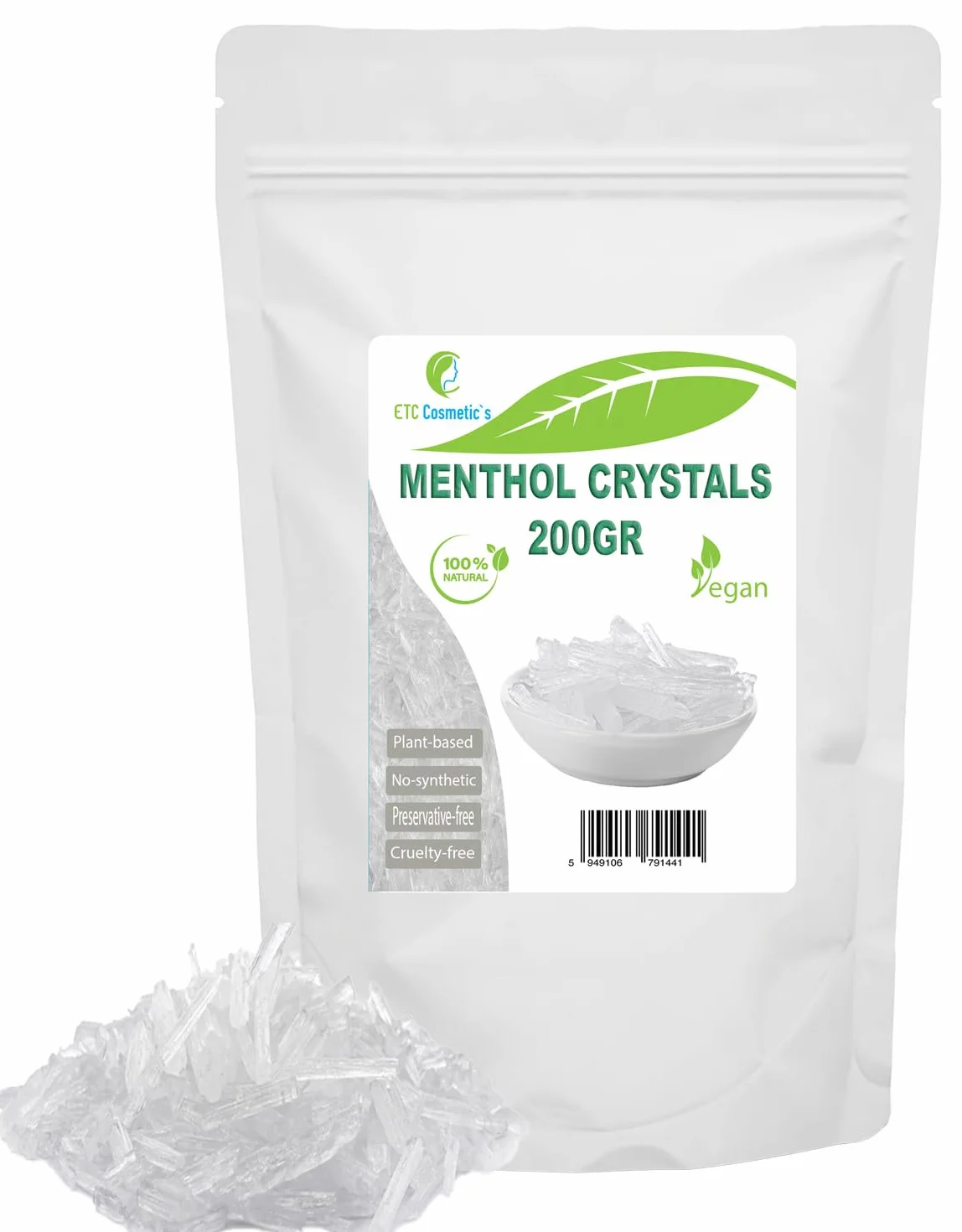 Mentol Kryształy 200 g Naturalny Olejek Miętowy Działa Chłodząco Odświeżająco