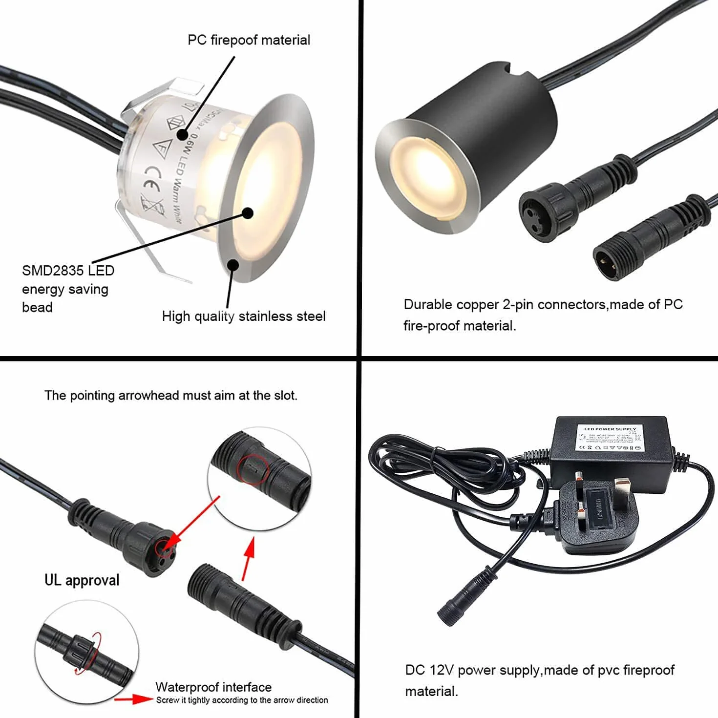 SMY Zestaw 10 wpuszczanych reflektorów LED IP67 Ø 32 mm ciepła światło