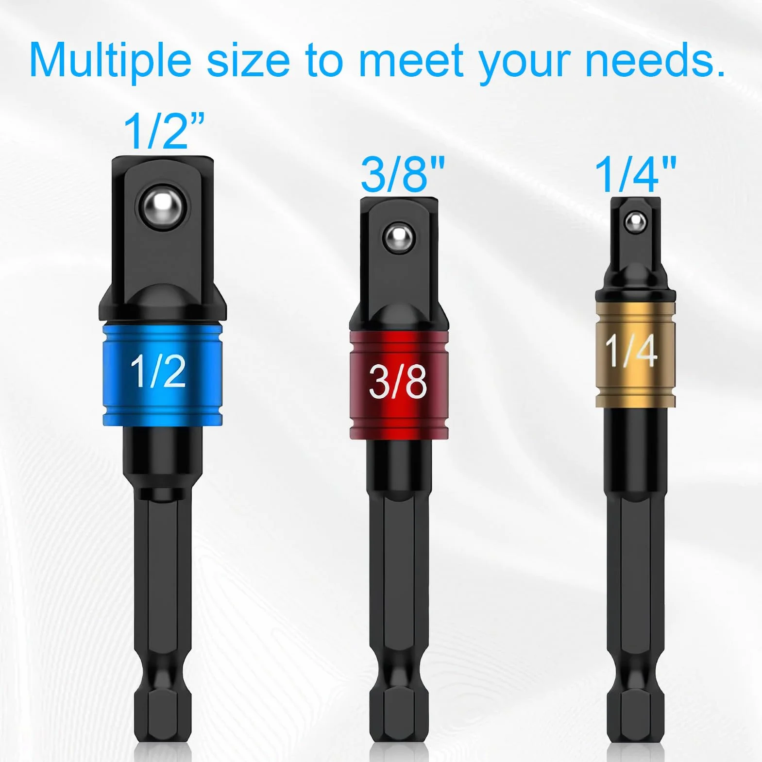 3-częściowy zestaw adapterów nasadek do wkrętarki udarowej - końcówki 1/4, 1/2, 3/8 cala, adapter nasadki, akcesoria do majsterkowania