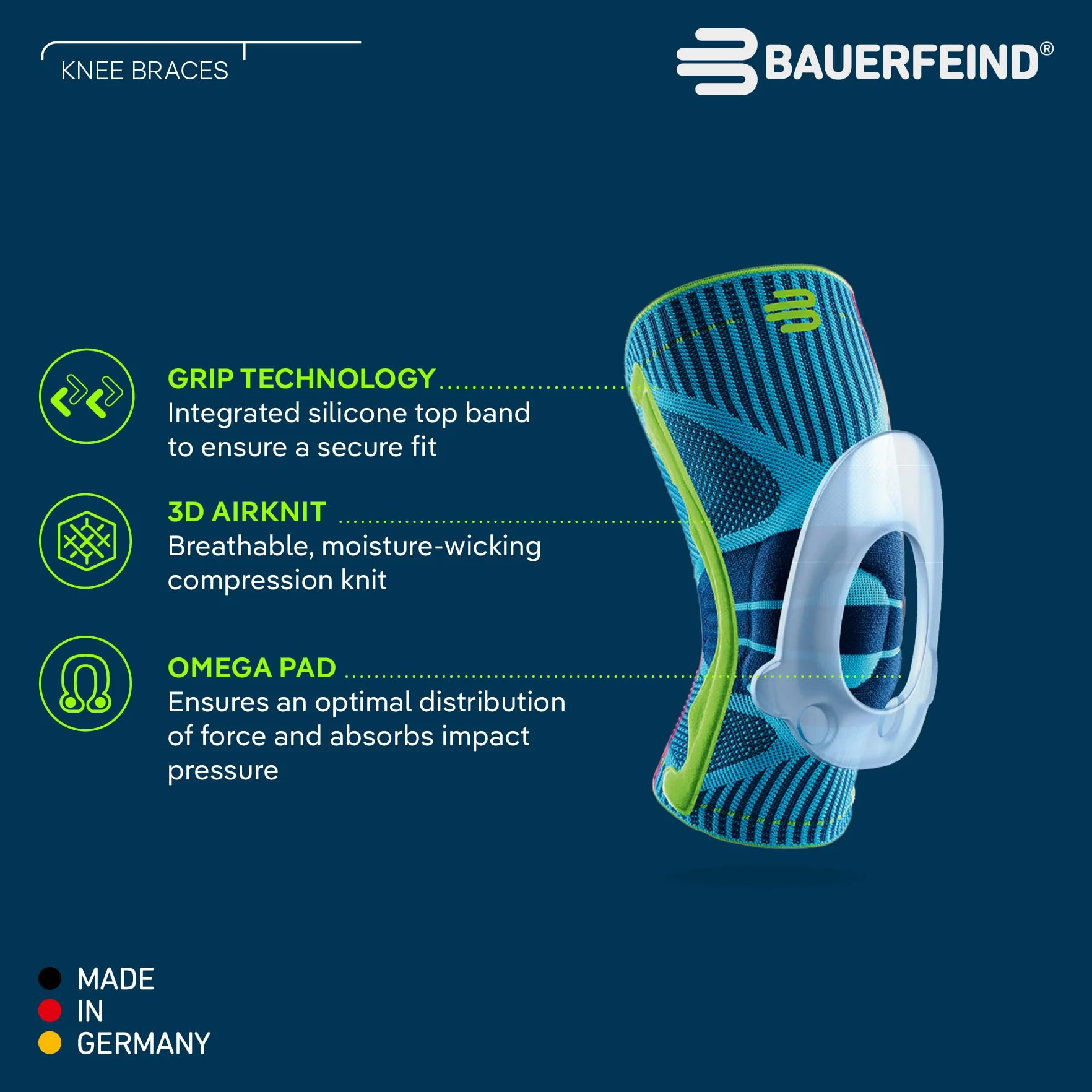 Bauerfeind Stabilizator na kolano "Knee Support", Na prawe i lewe kolano