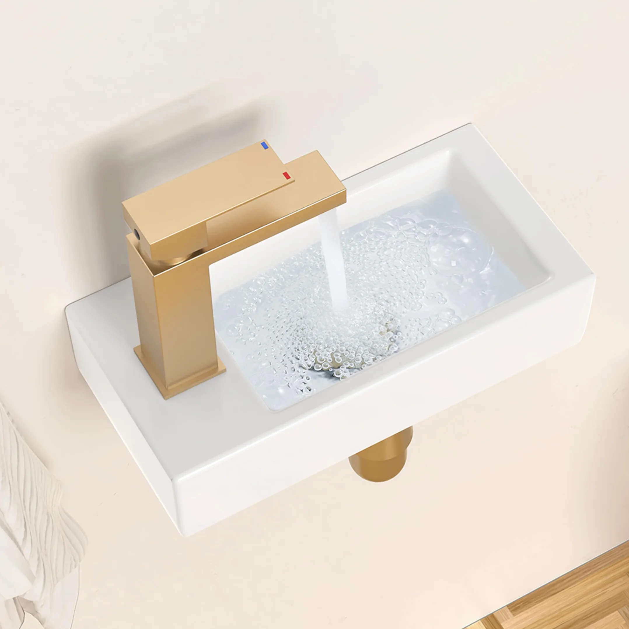 KES umywalka łazienkowa 37 x 18 x 9 cm ceramiczna mini zlew montowany na ścianie BWS102