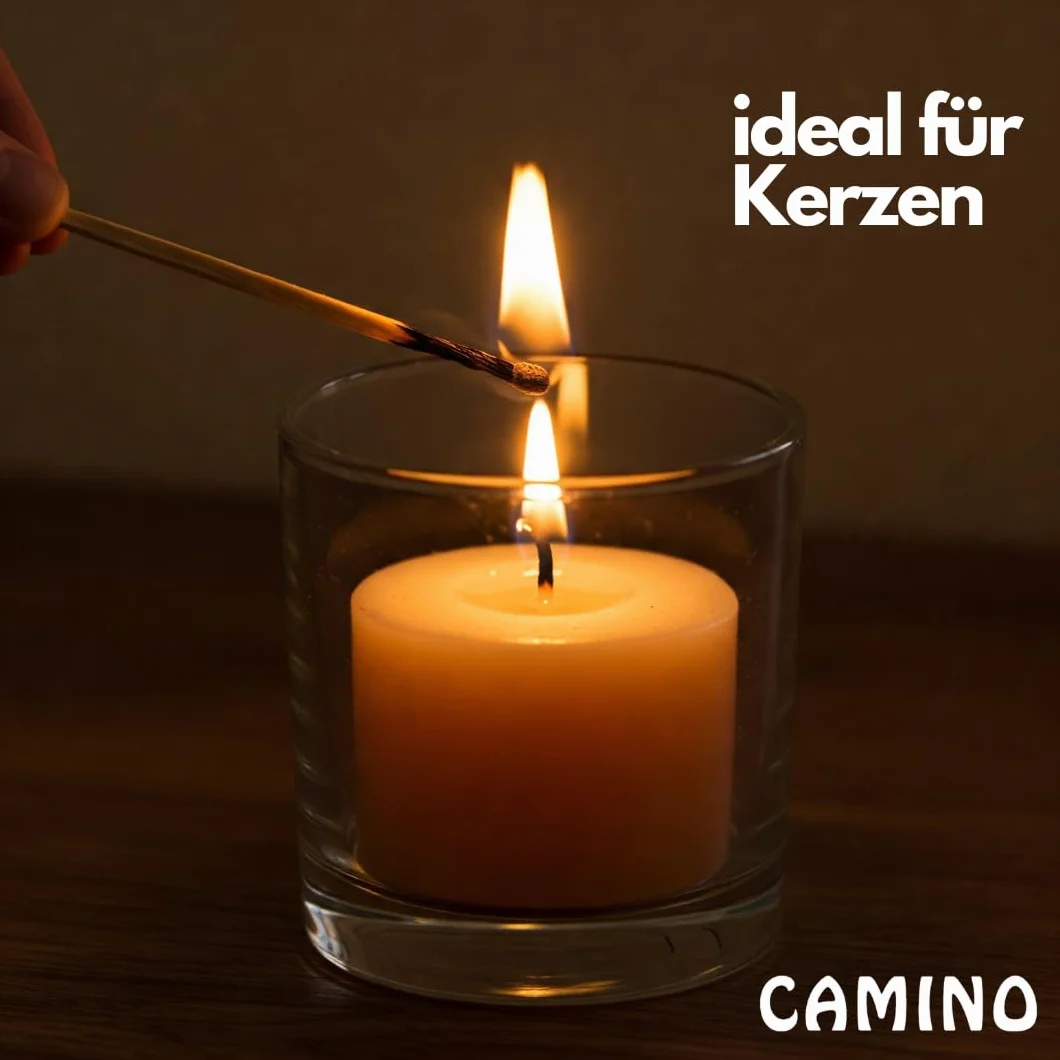 Camino zapałki – 24 pudełka po zapałki o długości 10 cm – 1200 sztuk do kominka, świec i dekoracji – motyw kwiatowy, certyfikat FSC, art. 1556 (24)