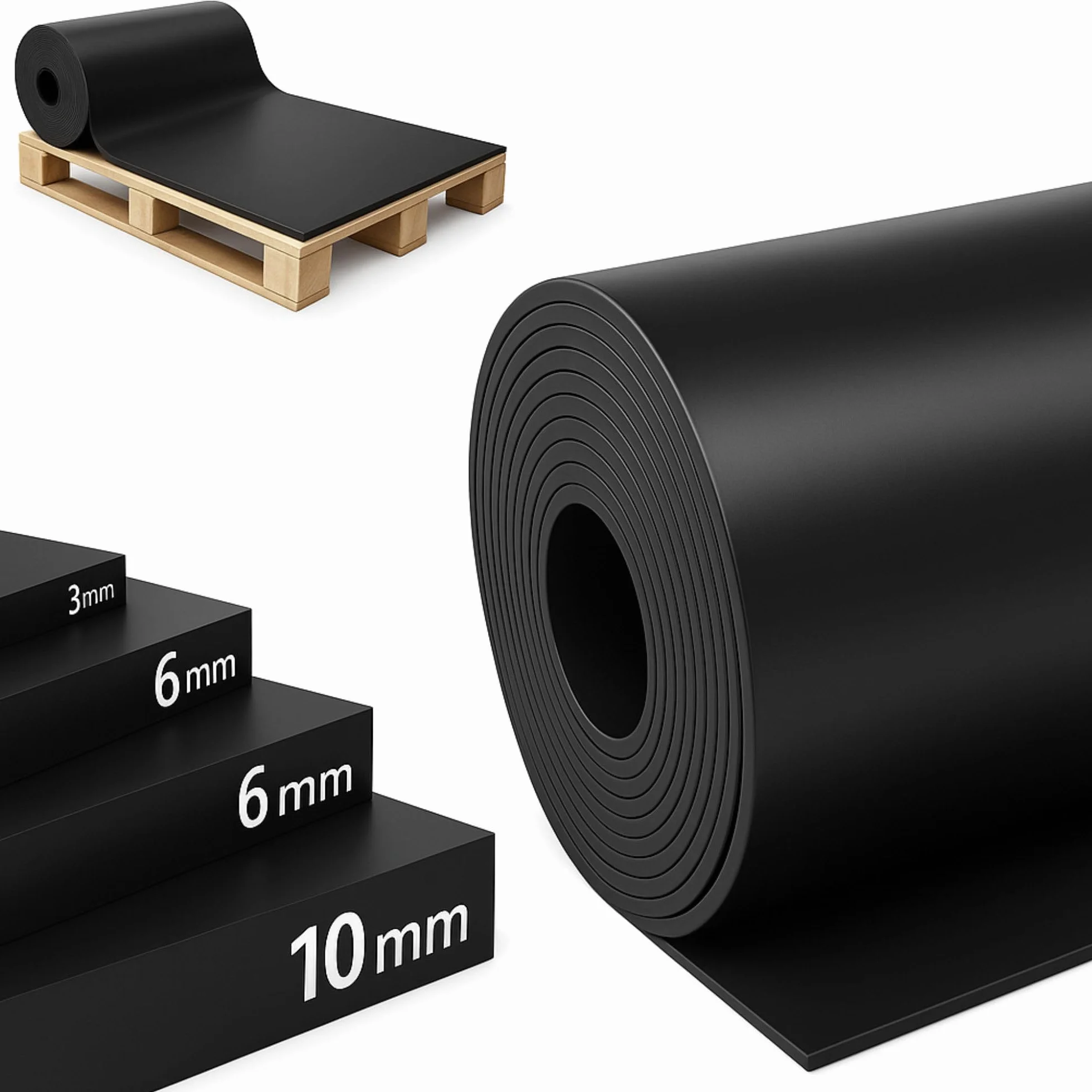 ETM SBR Mata gumowa 120 x 50 cm. 10 mm - sprzedawana na metry – czarna i gładka – mata ochronna budynku, mata antypoślizgowa, gumowa mata podłogowa – wykładzina podłogowa, gumowa płyta gumowa paski