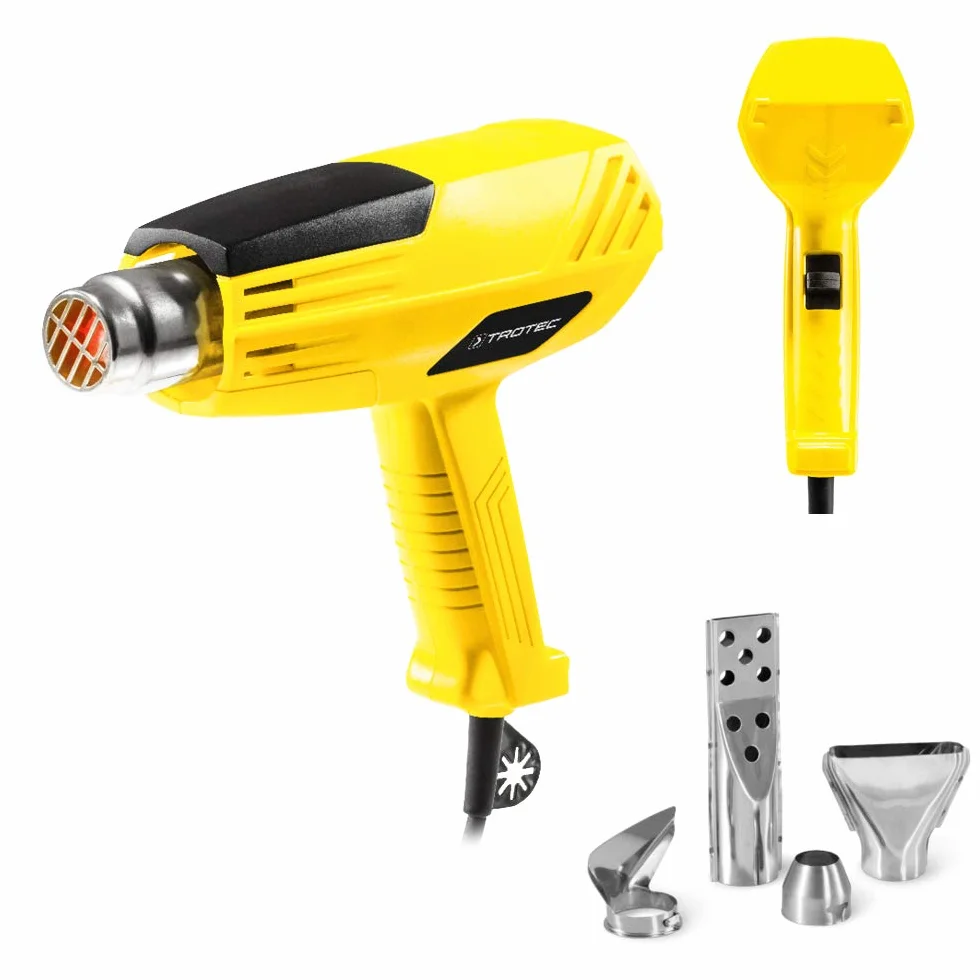 TROTEC Opalarka HyStream 200 Pistolet na gorące powietrze moc 2000 W z zestawem dysz do lutowania, sklejania, deformacji, kurczenia, suszenia