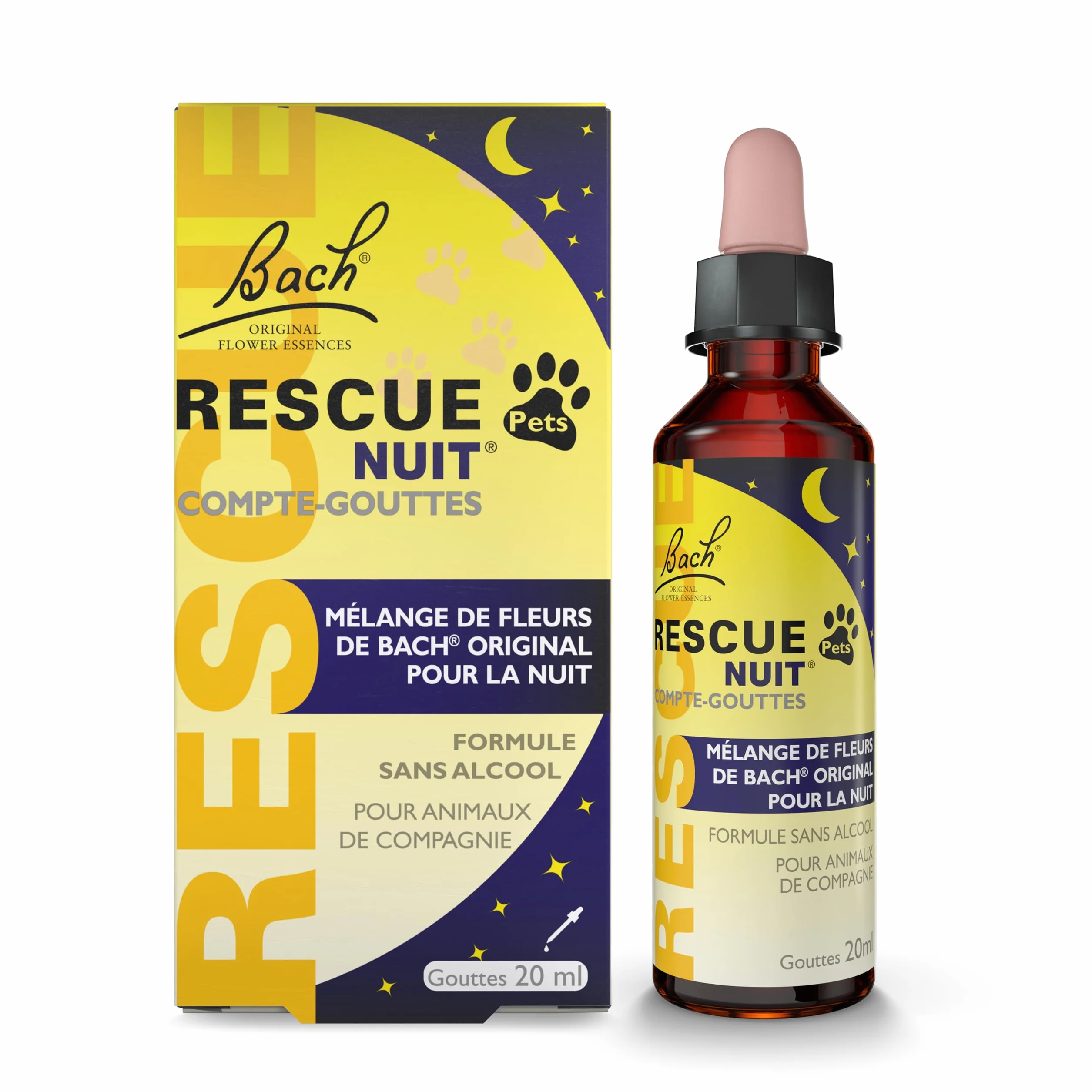 RESCUE Pets Night Drop 20 ml spokój dla zwierząt domowych naturalne i wegańskie