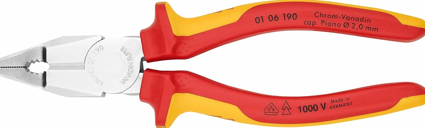 KNIPEX Szczypce uniwersalne chromowo-wanadowe izolowane VDE 190 mm 01 06 190