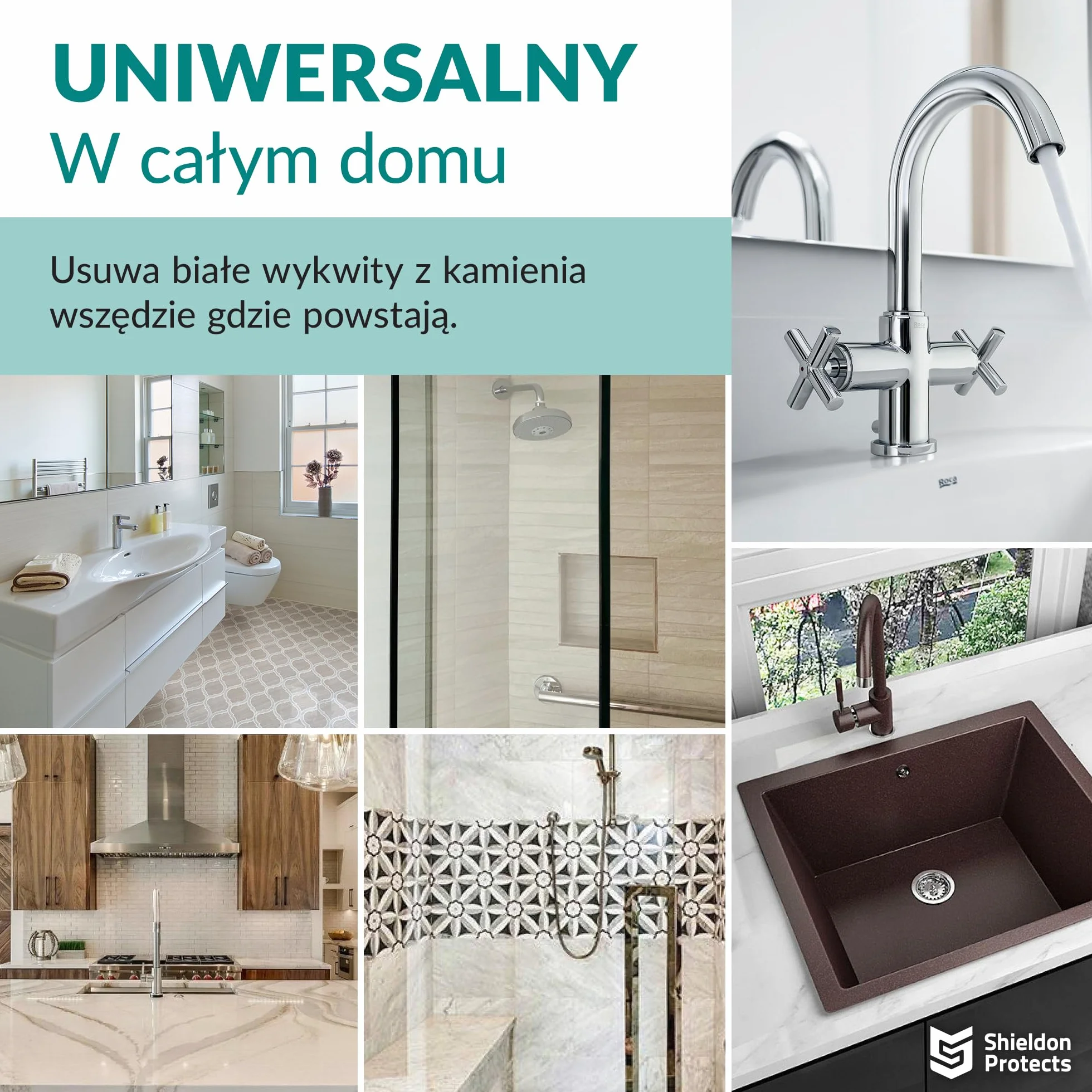 Shieldon Protects SUPER – Silny odkamieniacz do zlewozmywaków granitowych i kompozytowych (np. Silgranit, Fragranit), czajnika, armatury, prysznica, WC – usuwa kamień bez szorowania – 500 ml
