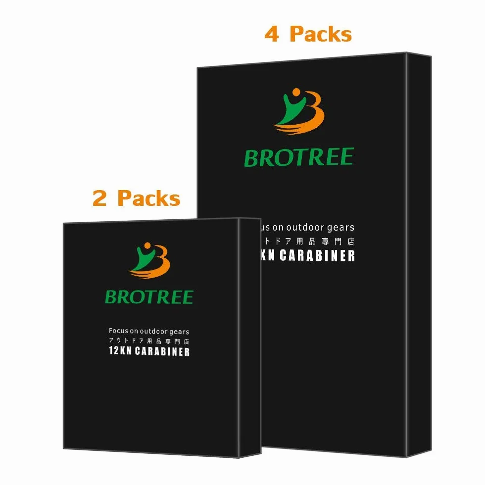 Brotree 12KN Karabińczyk Ciężki Karabińczyk do Hamaka, Kemping, Wędrówki, Plecaka(2 lub 4 Szt)