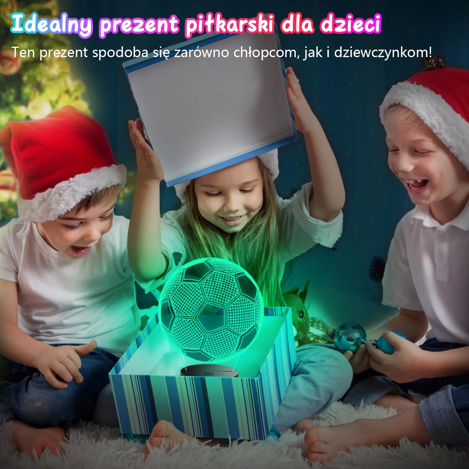 3D Lampka Nocna Iluzja Optyczna dla Dzieci – Prezent Piłkarski dla Chłopca i Dziewczynki, 16 Kolorów z Pilotem, Dekoracja Pokoju na Urodziny (5-12 Lat) (Piłka nożna-01)