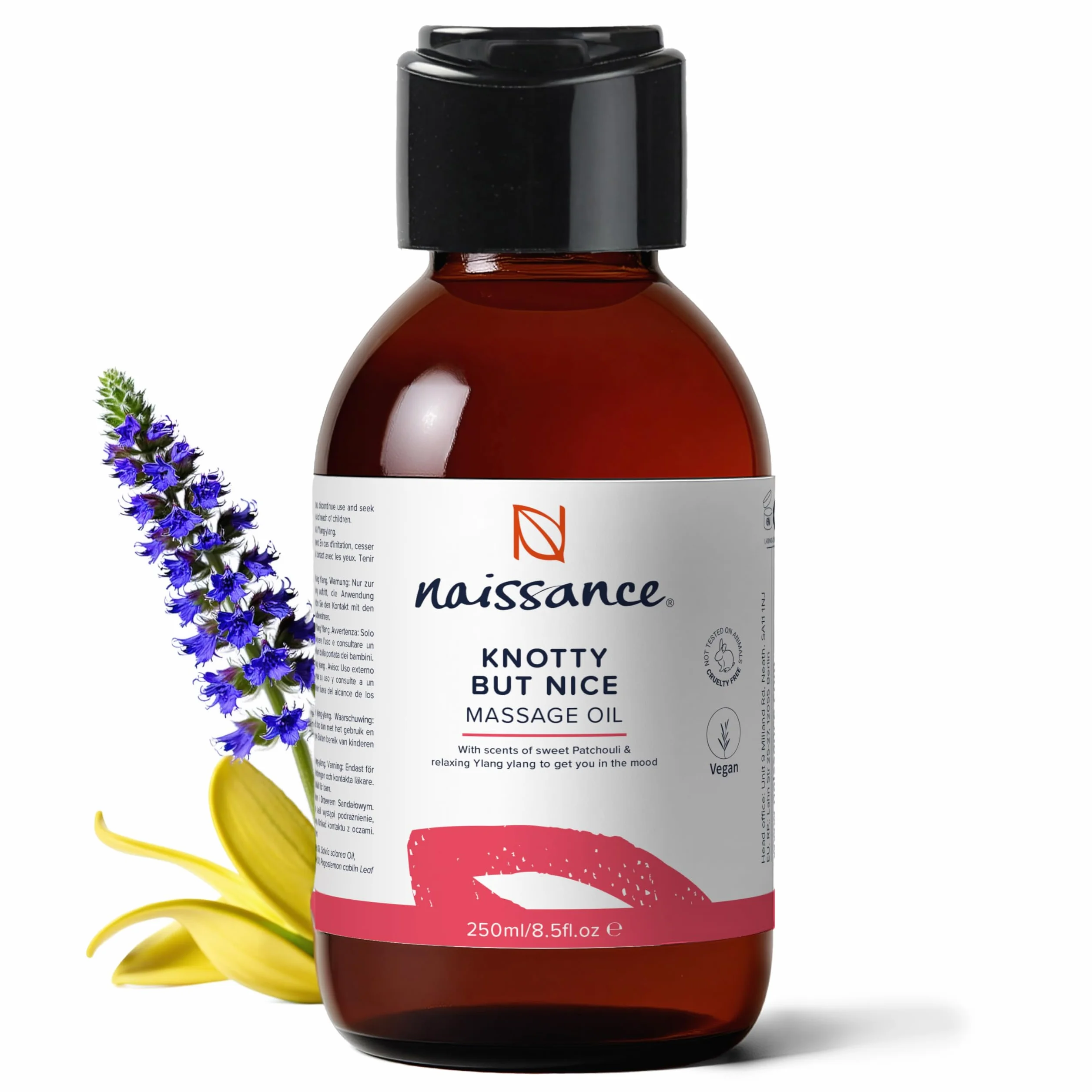 Naissance 'Knotty But Nice' Zmysłowy Olejek do Masażu dla Par - 250 ml - Na Bazie Oleju z Pestek Winogron z Mieszanką Pobudzających Olejków Eterycznych