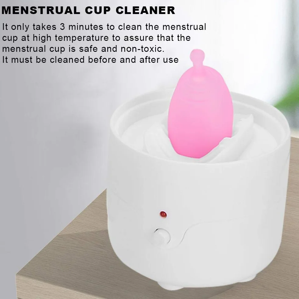 Kubeczek menstruacyjny Sterylizator parowy, kubek menstruacyjny Przenośny sterylizator menstruacyjny Parowiec do dezynfekcji kubków menstruacyjnych, szybka dezynfekcja w 3 minuty (biały)