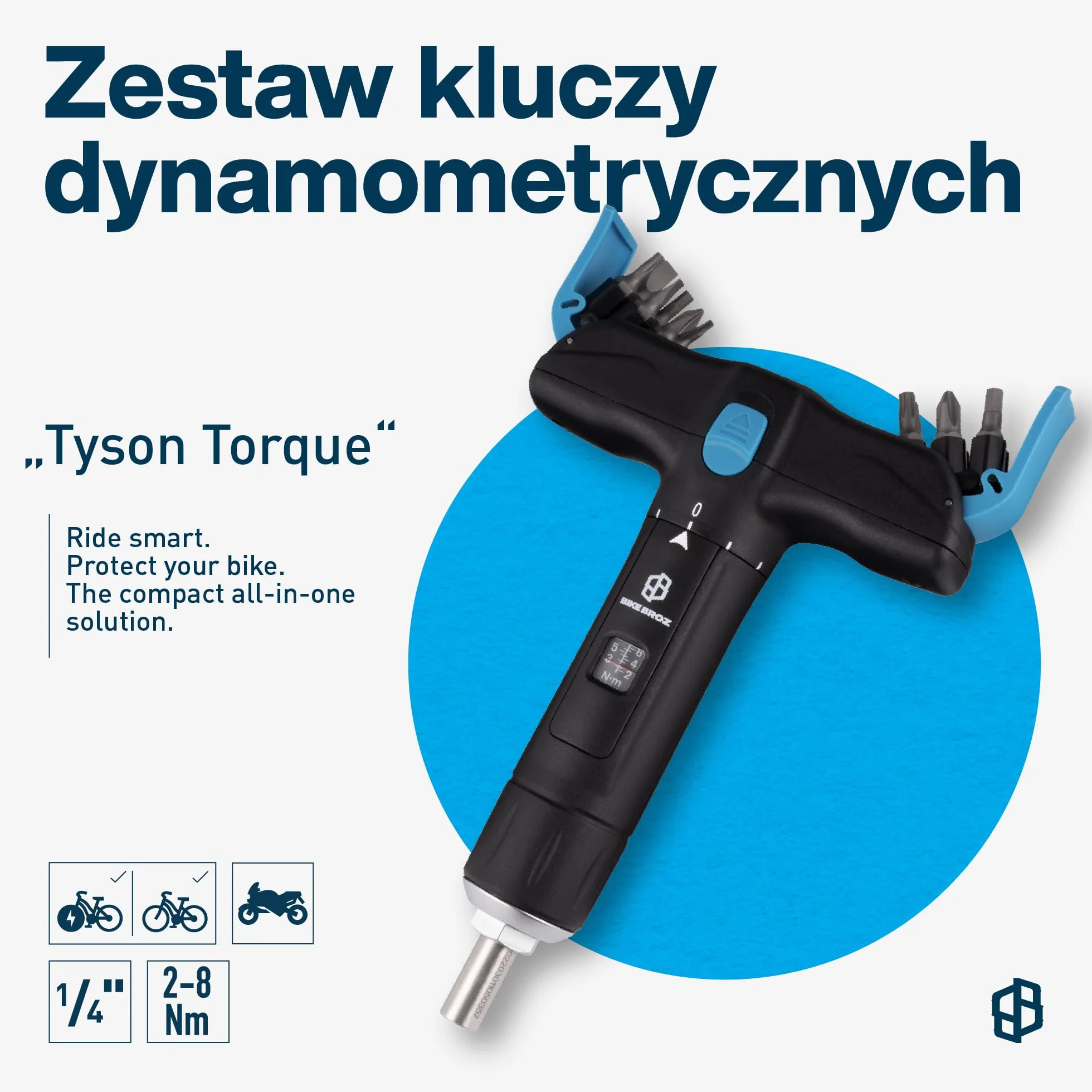 Klucz dynamometryczny Tyson T 1/4" 2-8 Nm zestaw bitów