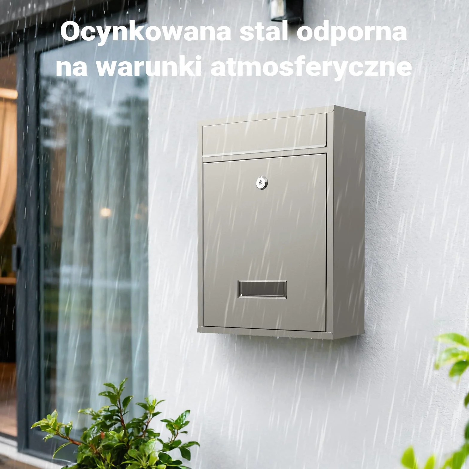 Wiltec Skrzynka na listy V10 ze stali nierdzewnej z zamkiem, nowoczesna stalowa skrzynka pocztowa do montażu na ścianę z kluczami, trwała i bezpieczna