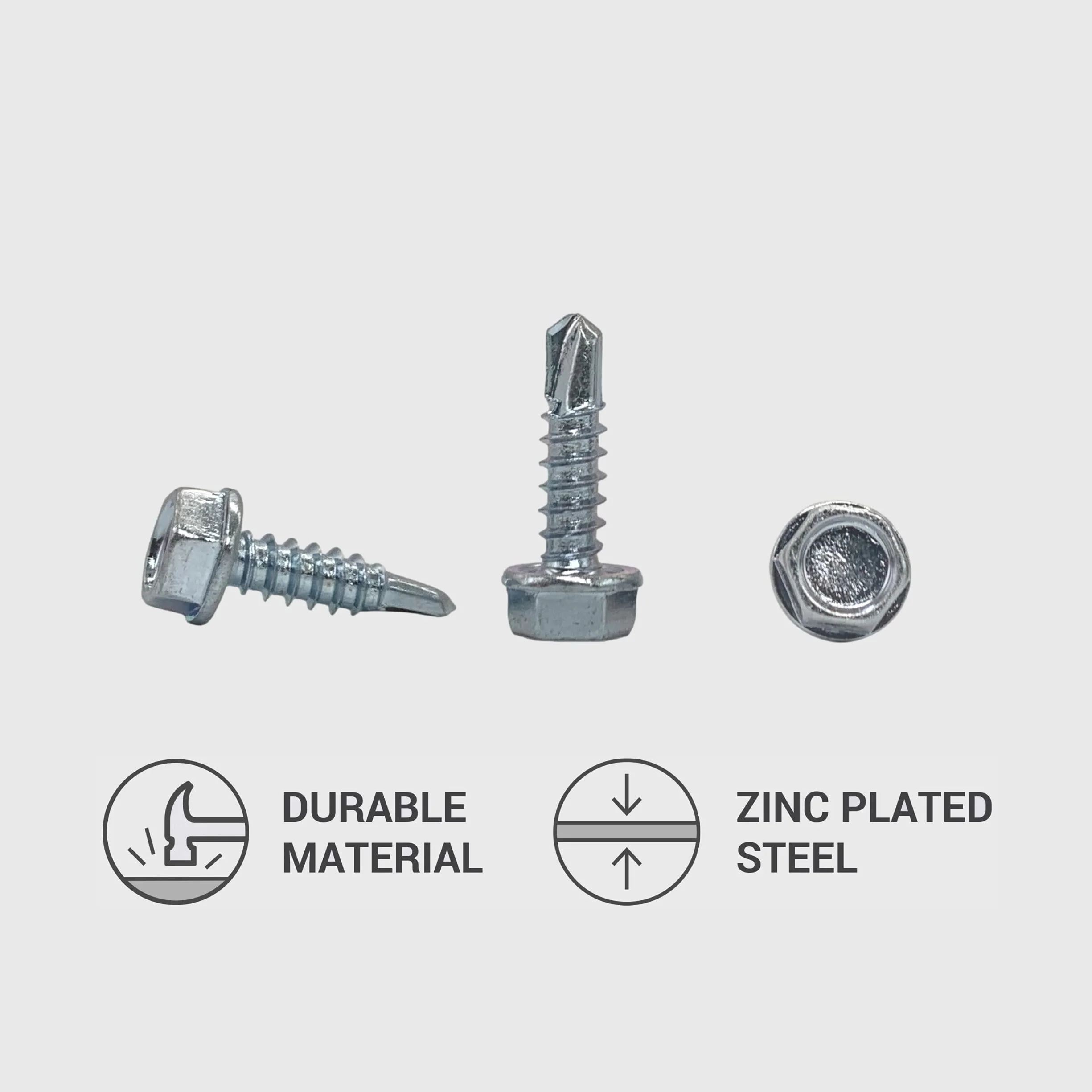 (150 sztuk) DIN 7504 K stal cynkowana 4,2 x 16 mm śruby, samozwiercąca śruba z blachy, głowica głowicy podkładki sześciokątnej, samogwintujące (150, 4,2 x 16 mm)