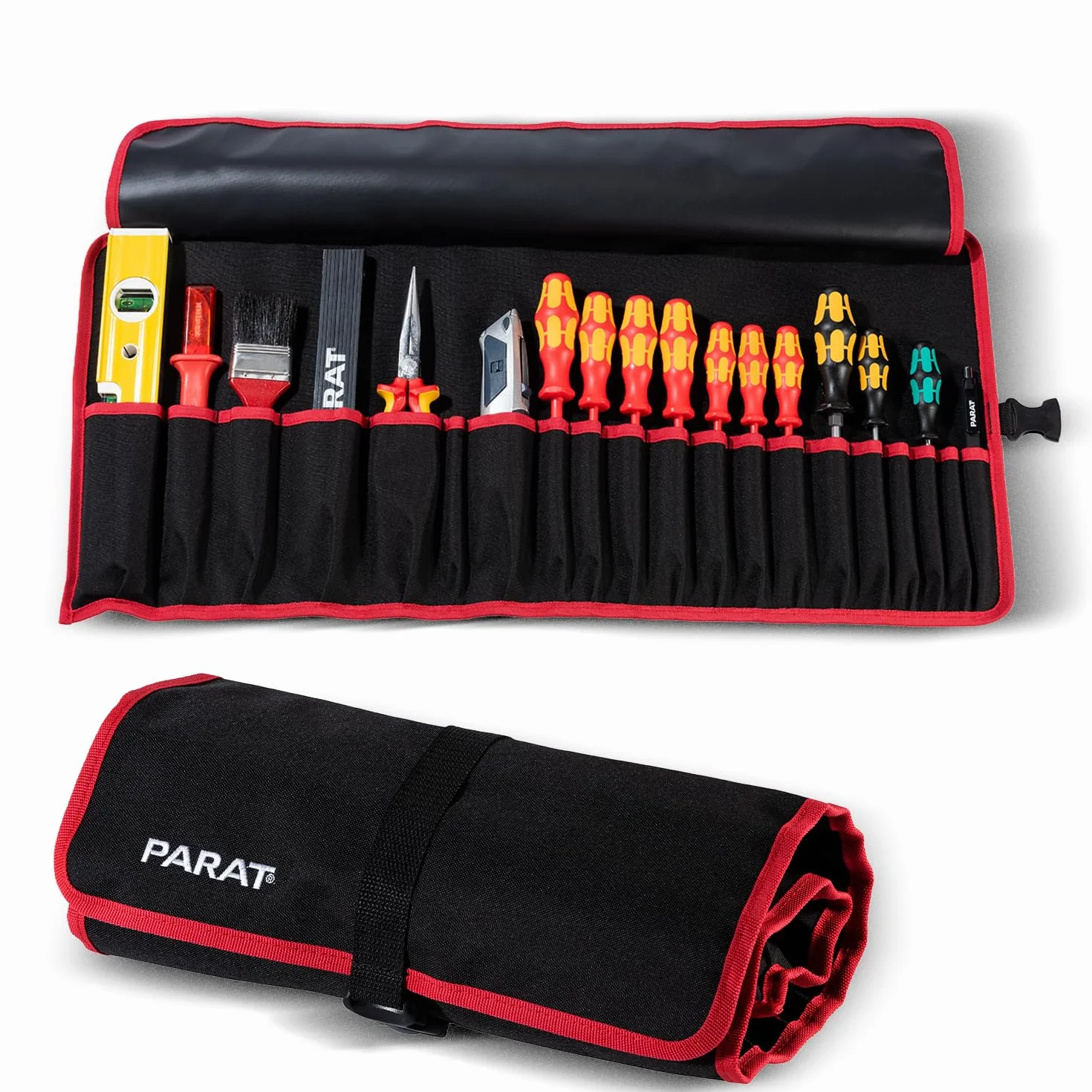 PARAT BASIC Roll-Up Case 20 | zwijana torba na 20 narzędzi z nylonu | kompaktowa torba na narzędzia z zamknięciem wtykowym | pusta rolka na narzędzia dla rzemieślników | torba na narzędzia premium