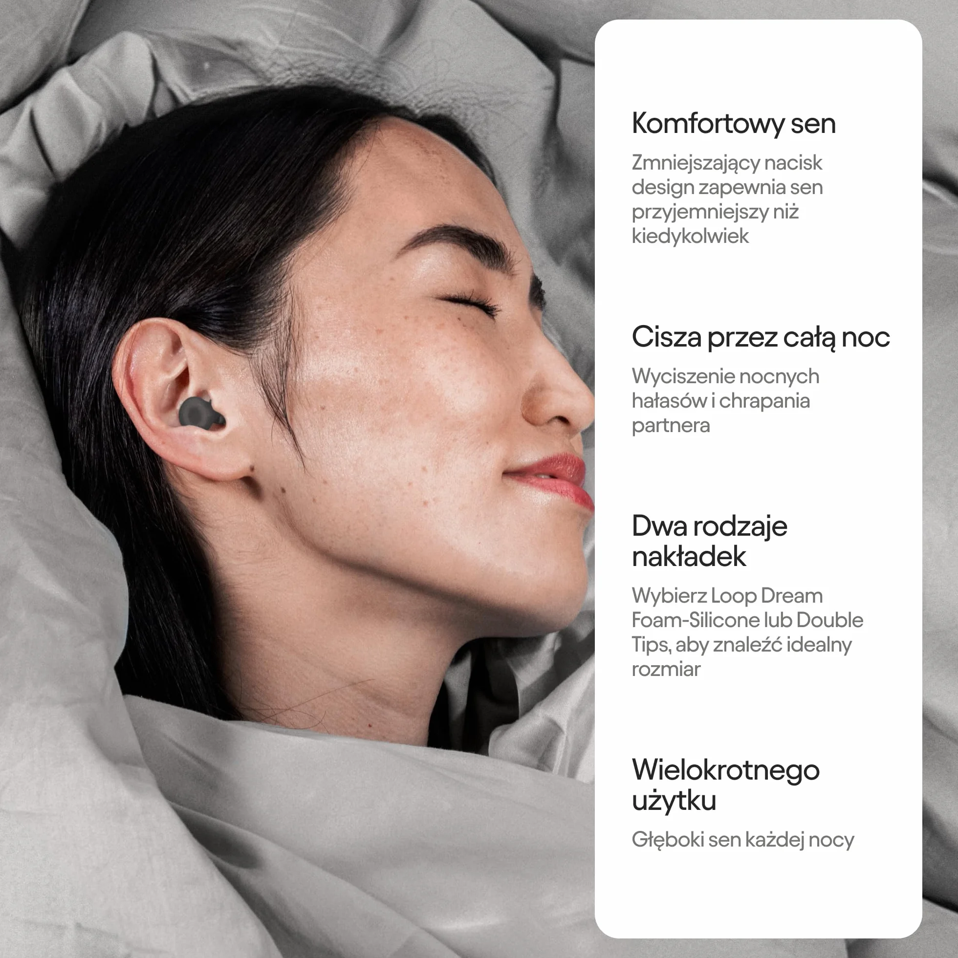Loop Dream Zatyczki do Spania Silikonowe Pianką Pamięci Kształtu 27dB SNR