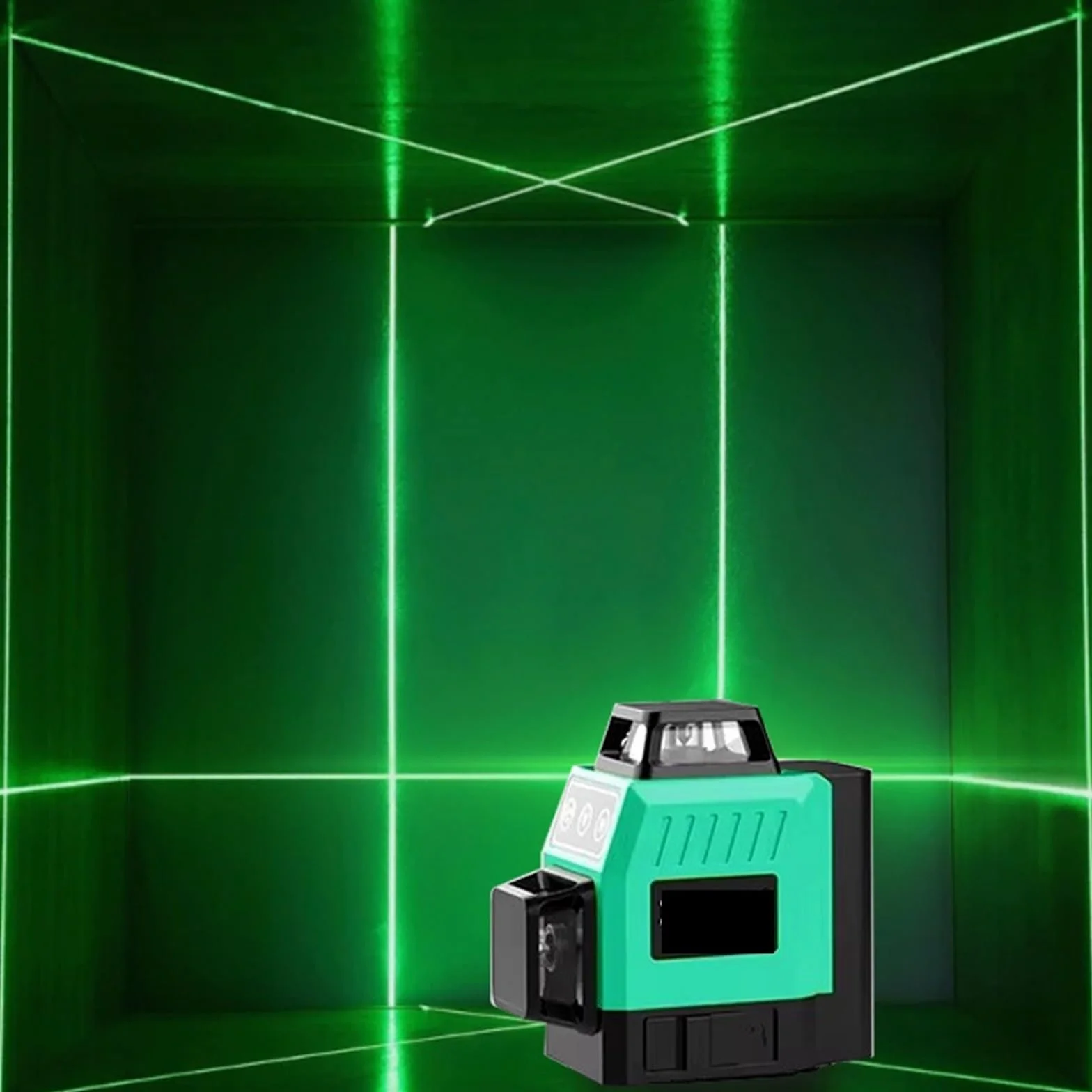 Dalmierz laserowy, Poziomica Laserowa Mini 12 Linii 3D Samopoziomująca 360 Stopni W Poziomie I Pionie Krzyżowa Super Mocna Zielona Przenośna Wiązka