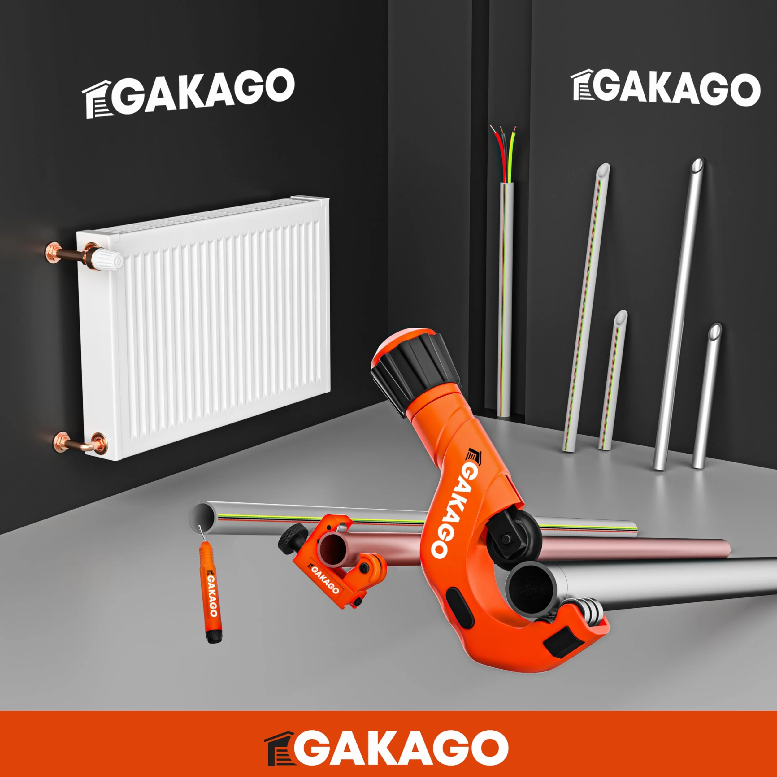 Gakago Zestaw obcinaków do rur 3-50 mm z gratownikiem - Wszechstronny obcinak do rur ze wszystkich popularnych metali, takich jak stal nierdzewna, miedź, aluminium, stal lub tworzywa sztuczne
