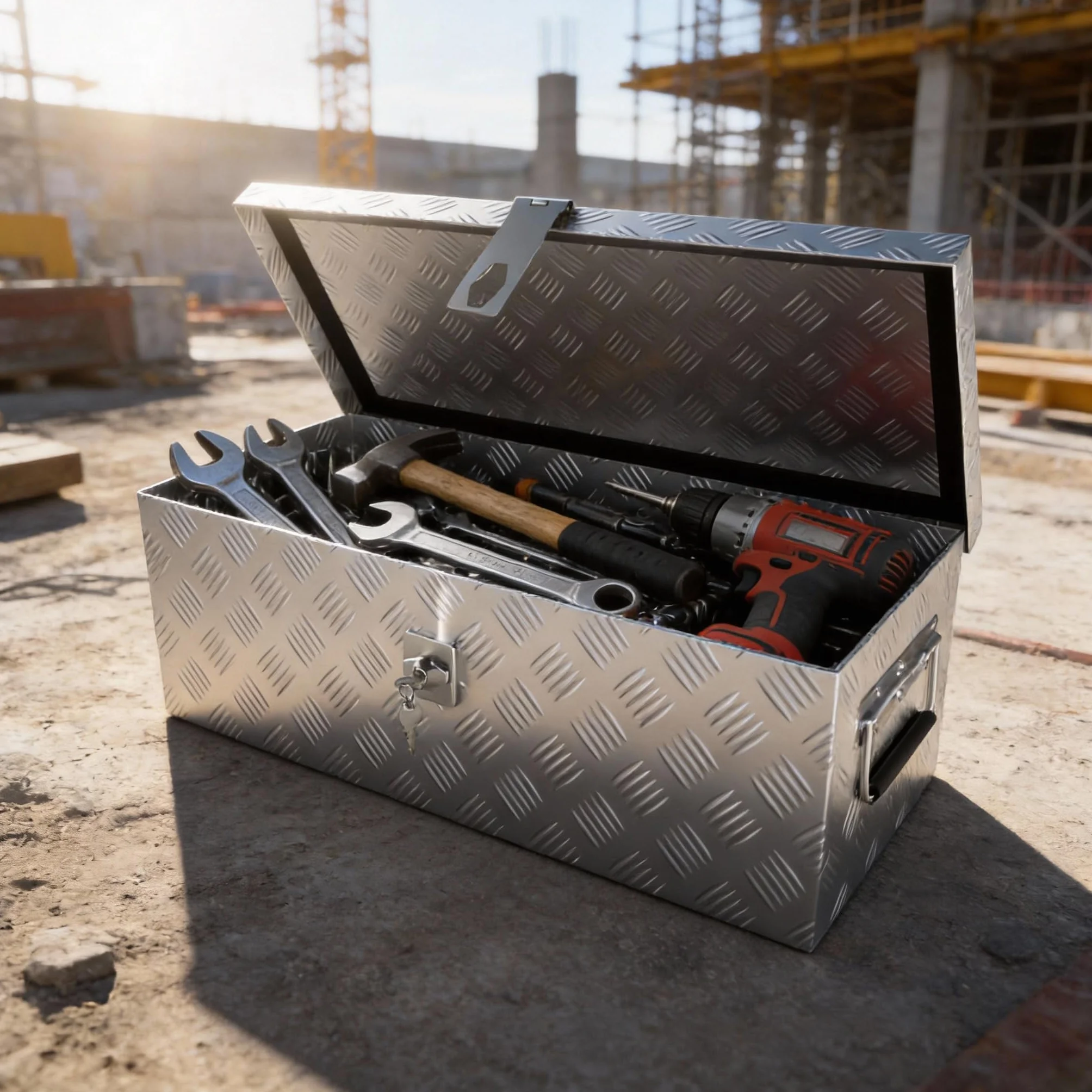 AufuN Truckbox 32 l, skrzynka narzędziowa, pudełko do przechowywania, aluminiowa walizka transportowa, skrzynka na dyszle do samochodów osobowych, przyczep ciężarowych, pojazdów użytkowych, skrzynka