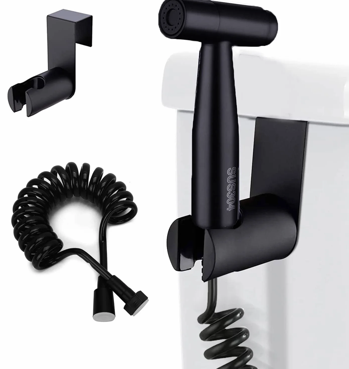 Bidet słuchawka prysznicowa zestaw ze stali nierdzewnej ręczny opryskiwacz bidet do toalety czarna słuchawka prysznicowa z wężem 3,1 m