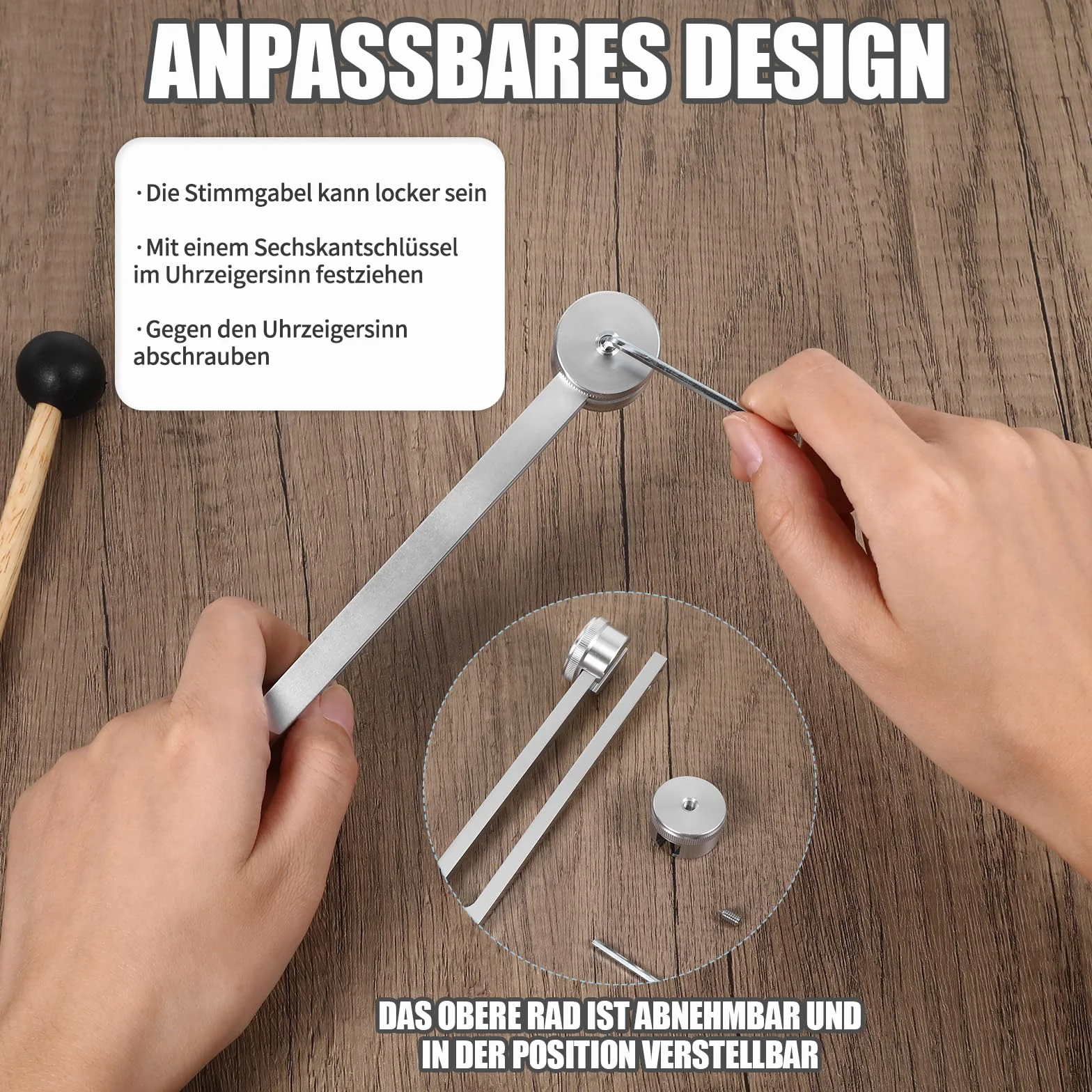 Zestaw do terapii kamertonem 128 Hz, stop aluminium, 21,7 cm