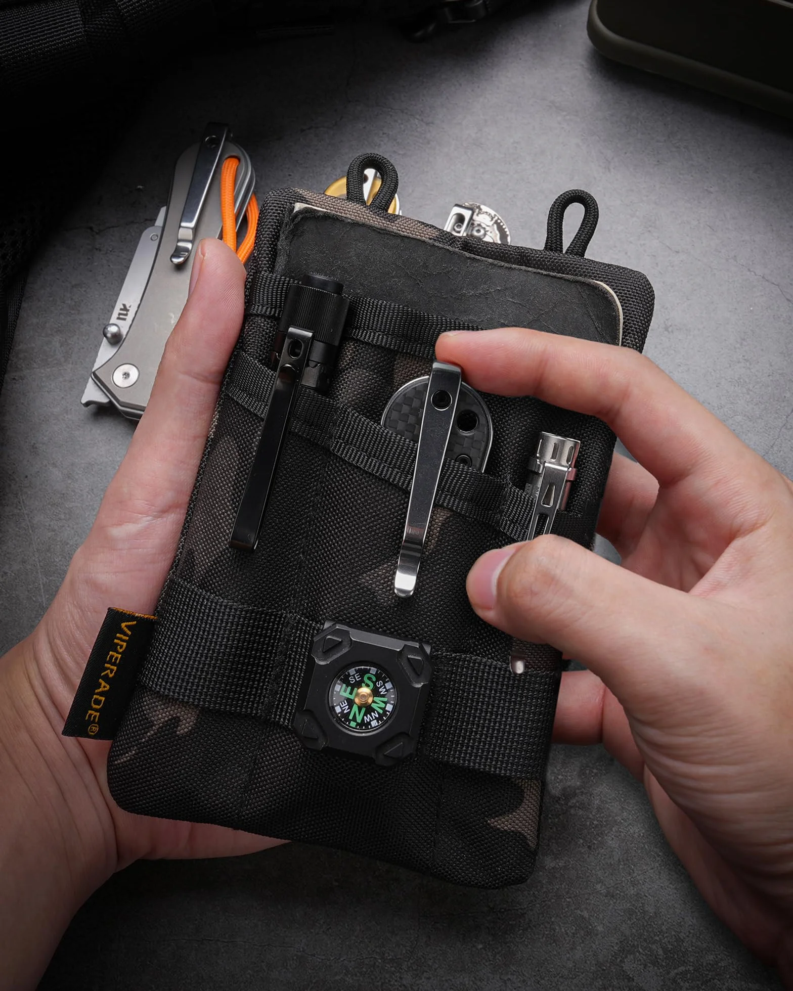 VIPERADE VE1 EDC Organizer kieszonkowy na narzędzia, mała torba EDC z 5 kieszeniami, mały organizer na narzędzia wielofunkcyjne, EDC, nylonowa torba na narzędzia, osłona na małą latarkę, narzędzia