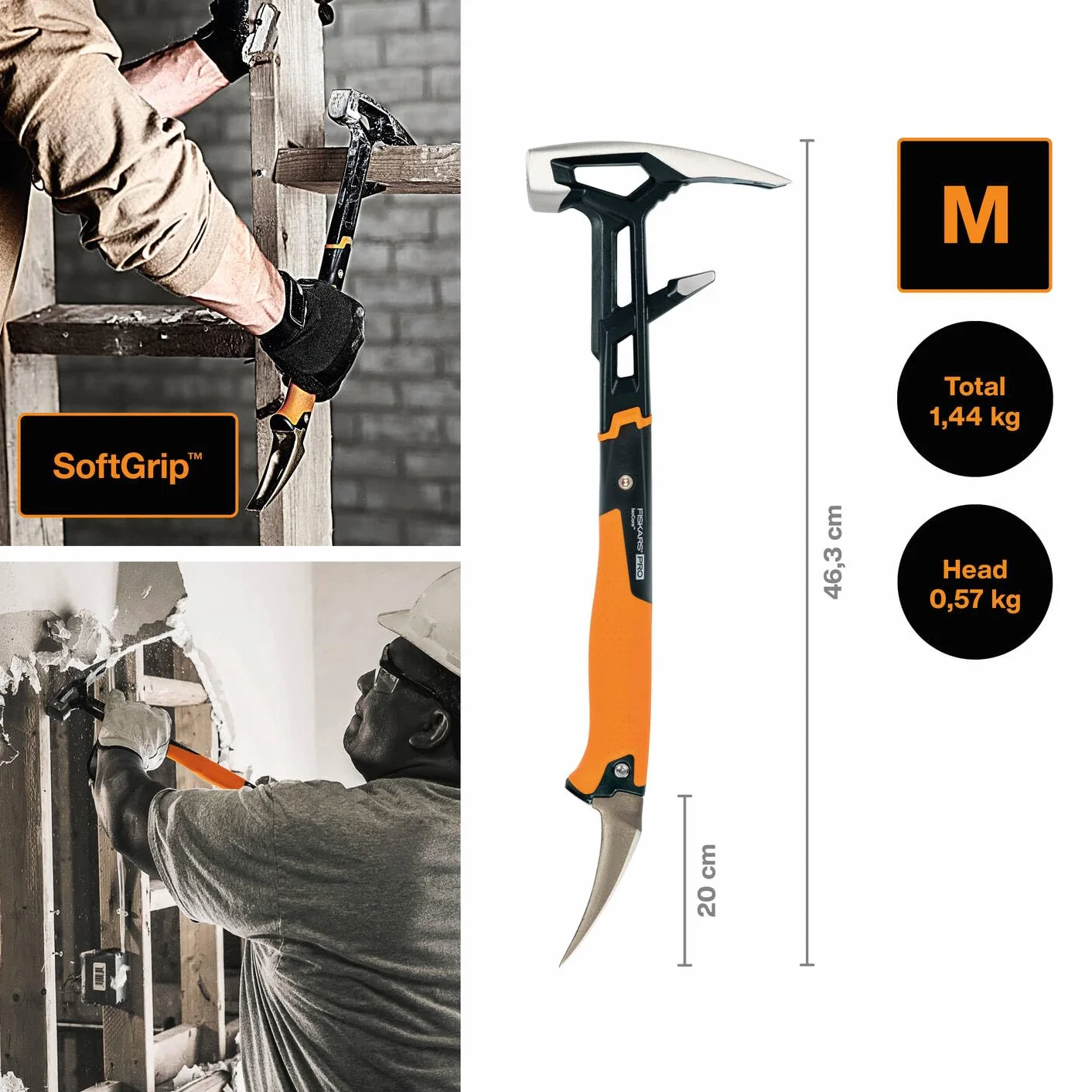 Fiskars Narzędzie do wyburzania IsoCore M, 46,2 cm, 1,38 kg, Czarny/Pomarańczowy