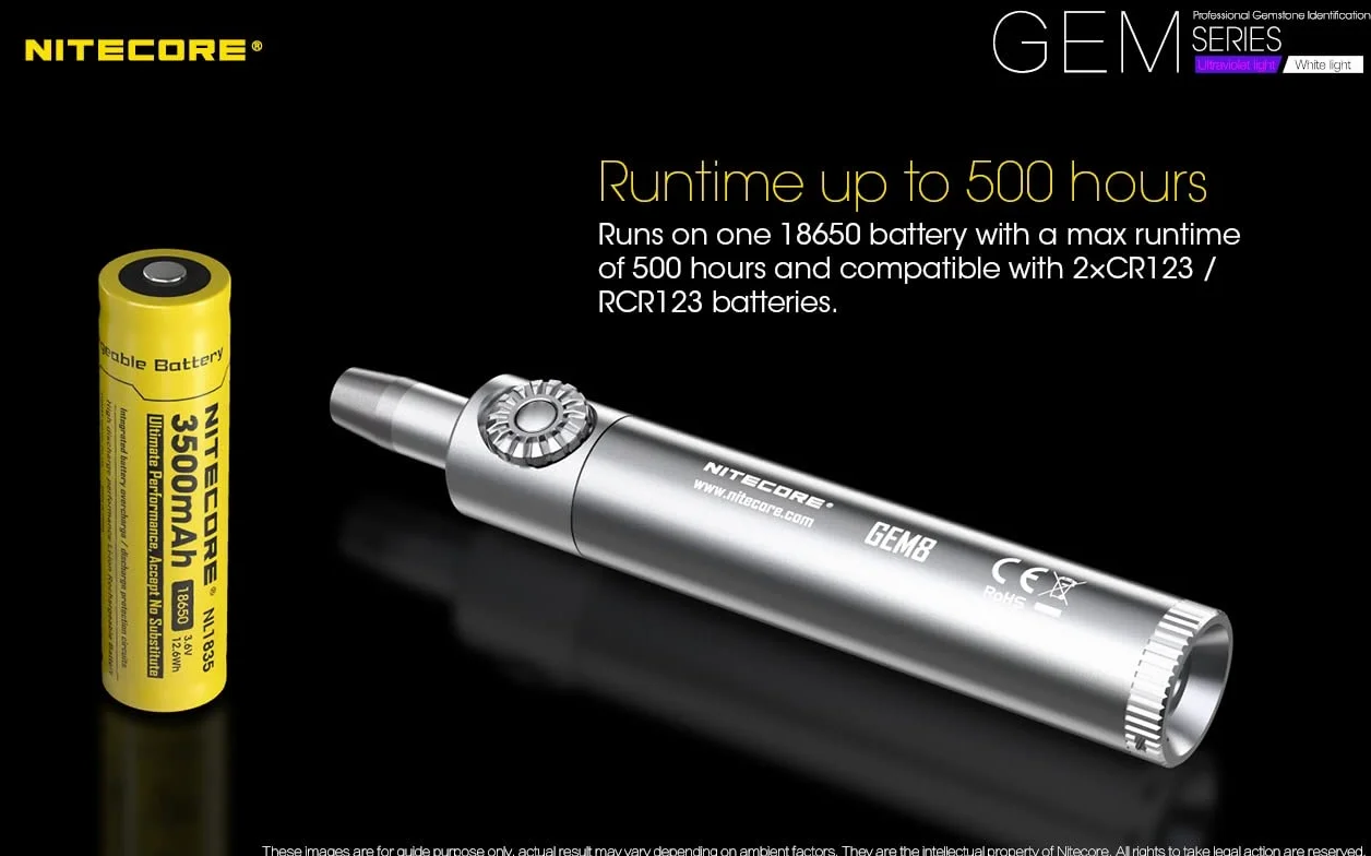 NITECORE GEM10UV Latarka identyfikacyjna z kamieniami ultrafioletowymi LED, czarna