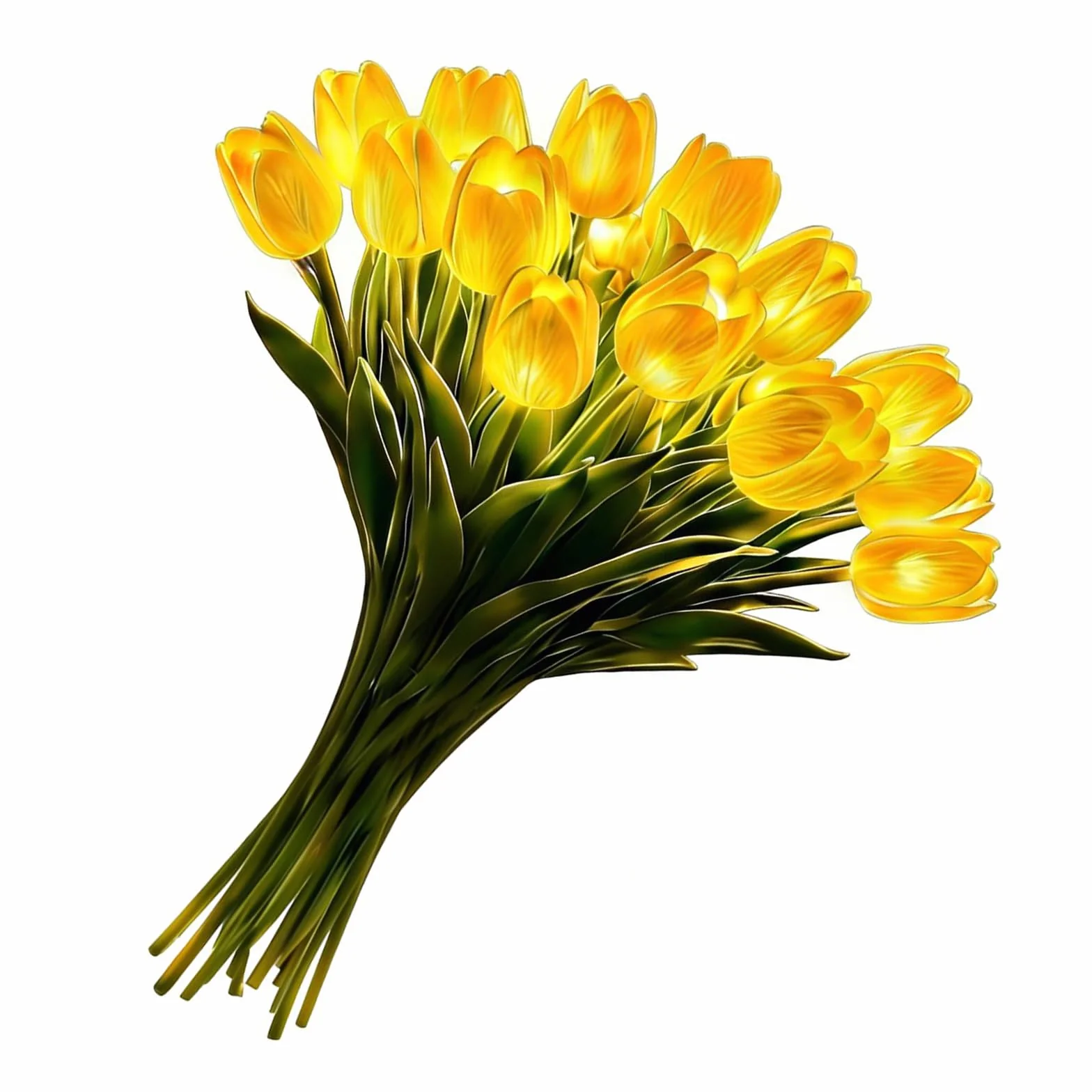 15 szt. promiennych romantycznych tulipanowych lampek LED, regulowane tulipanowe światło nocne, ciepłe światło, świecący bukiet, ozdoba, prezent na rocznicę/ślub/urodziny (żółty)