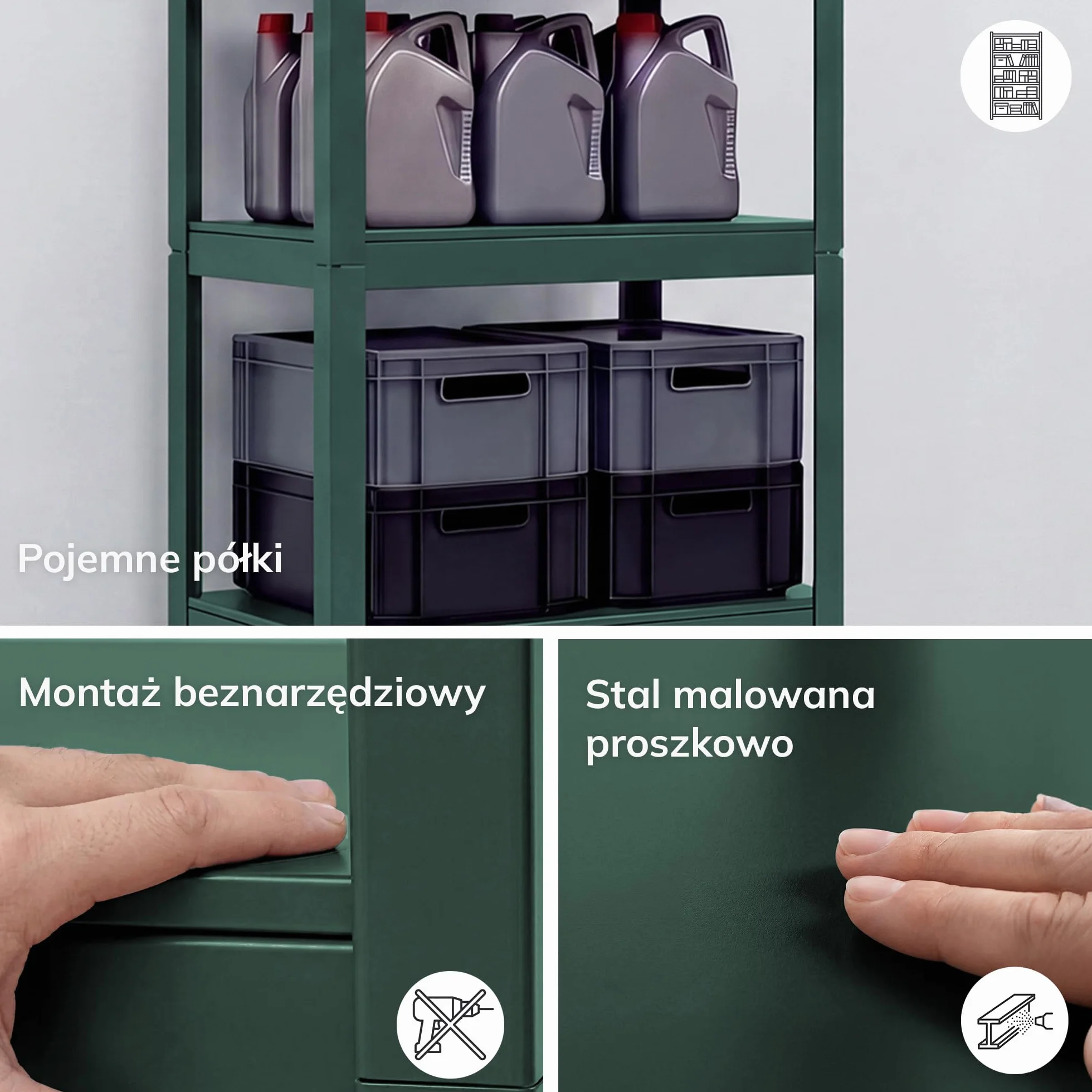 Jan Nowak Metalowy wąski 6 półek regulowanych 50 kg do półki, oszczędność miejsca, warsztat garażowy, magazyn, wytrzymała stal system wtykowy, 200 x 60 x 40 cm