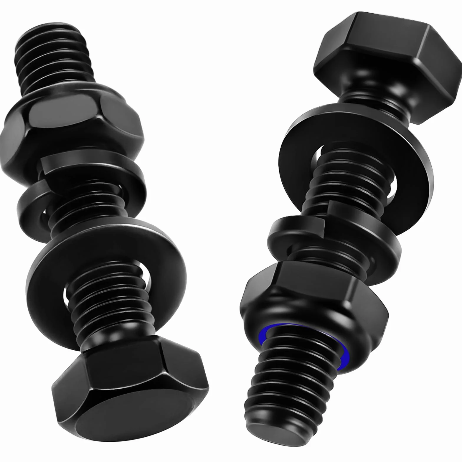 Mbsomnus 20 szt. śrub sześciokątnych M6 x 16 mm, czarne, DIN 933, śruby z łbem sześciokątnym, stal węglowa, sześciokątne z nakrętkami samozabezpieczającymi, podkładkami i pierścieniami sprężynowymi do