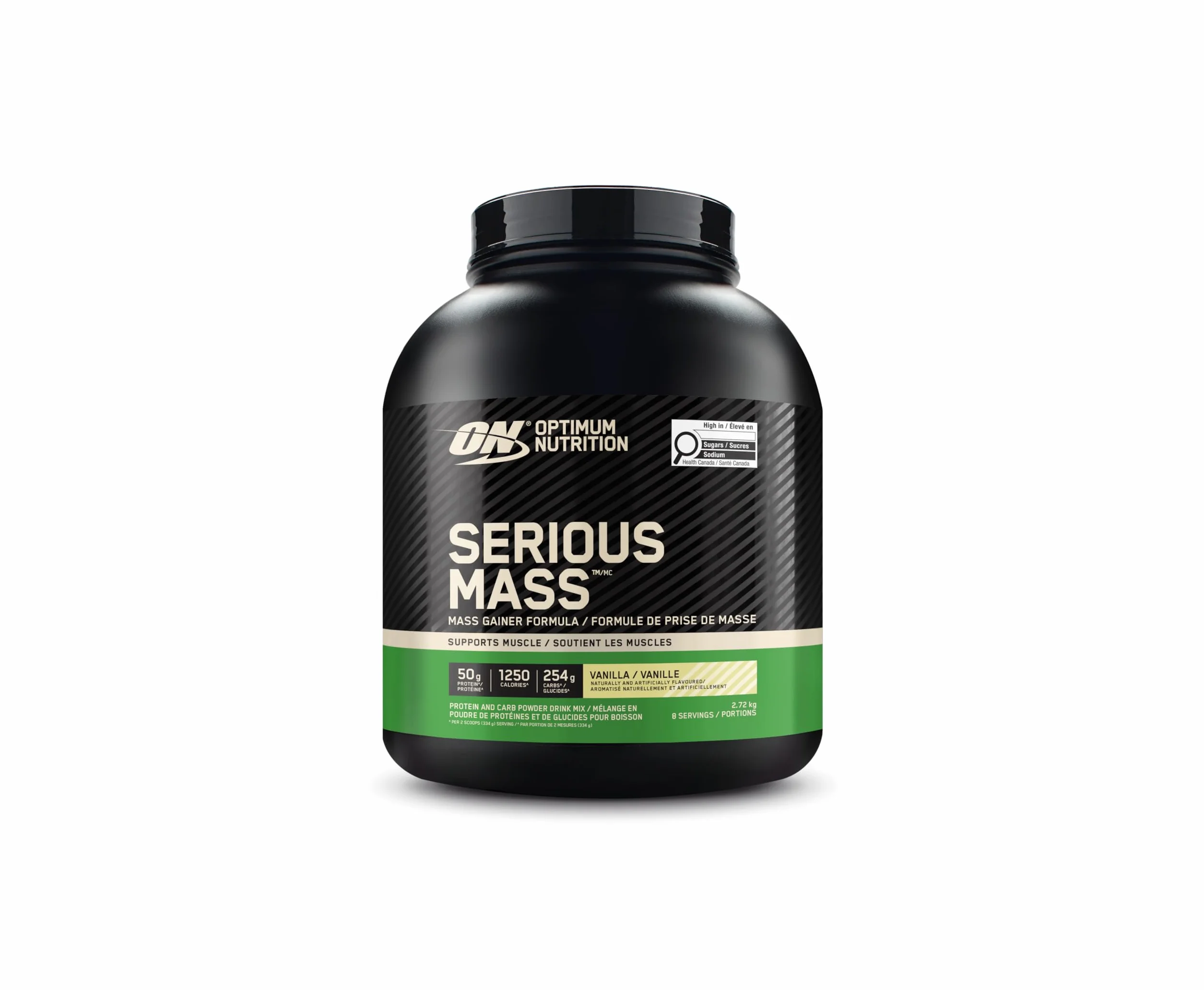 Optimum Nutrition Serious Mass Wysokokaloryczna Odżywka Białkowa, Gainer na Wzrost Masy Mięśniowej, 25 Witamin i Minerałów, Monohydrat Kreatyny i Glutamina, Smak Waniliowy, 8 Porcji, 2,73 kg