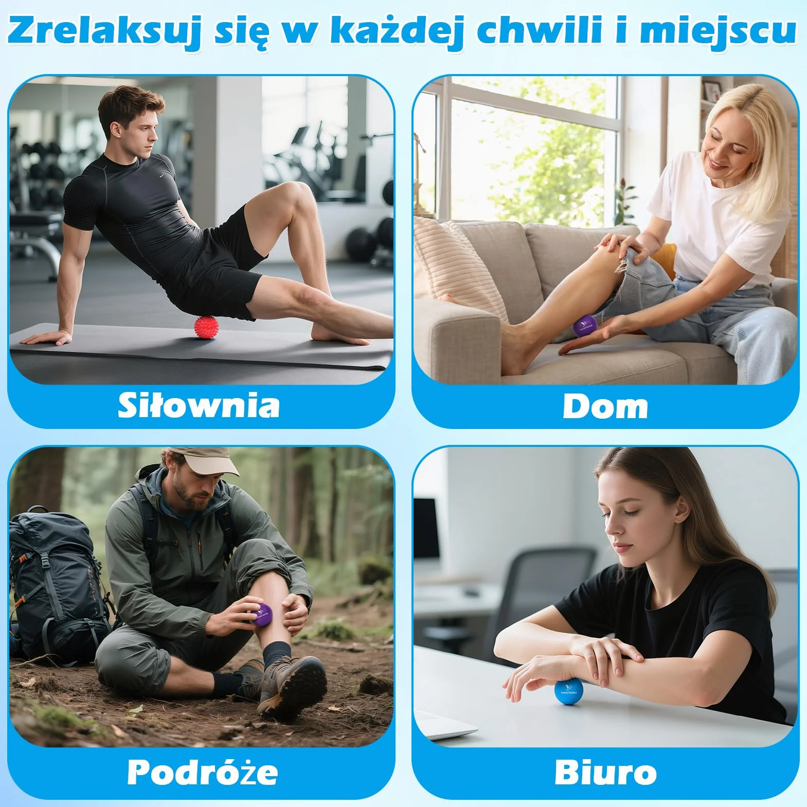 Zestaw Piłek do Masażu Głębokiej Tkanki Mięśni, Myofascial Release, Terapia Punktów Spustowych