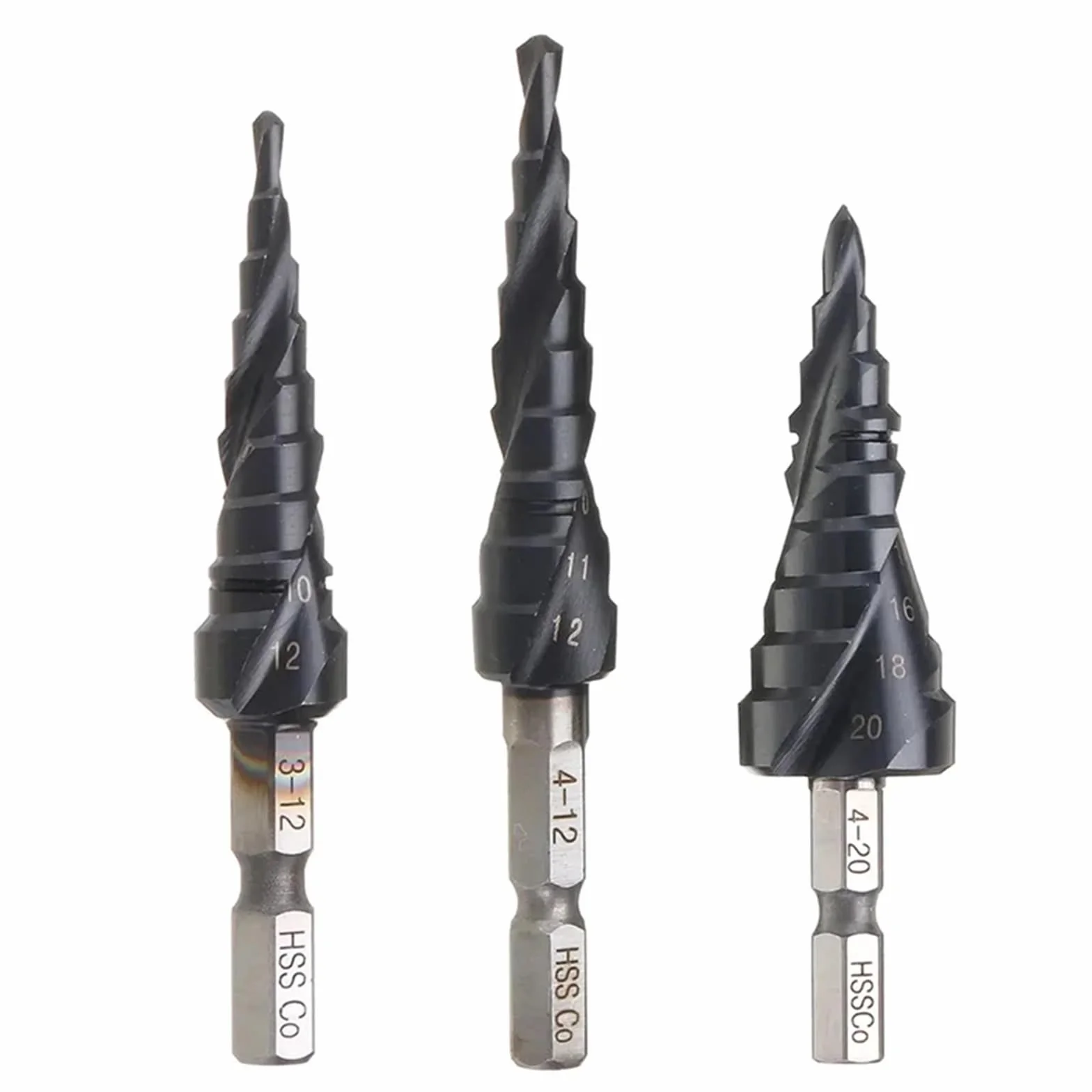 1/4 cala Hex M35 powlekany kobaltem trzpień wiertła stopniowego stal szybkotnąca metalowy otwieracz do otworów do narzędzi ze stali nierdzewnej (kolor: 6-35 mm)